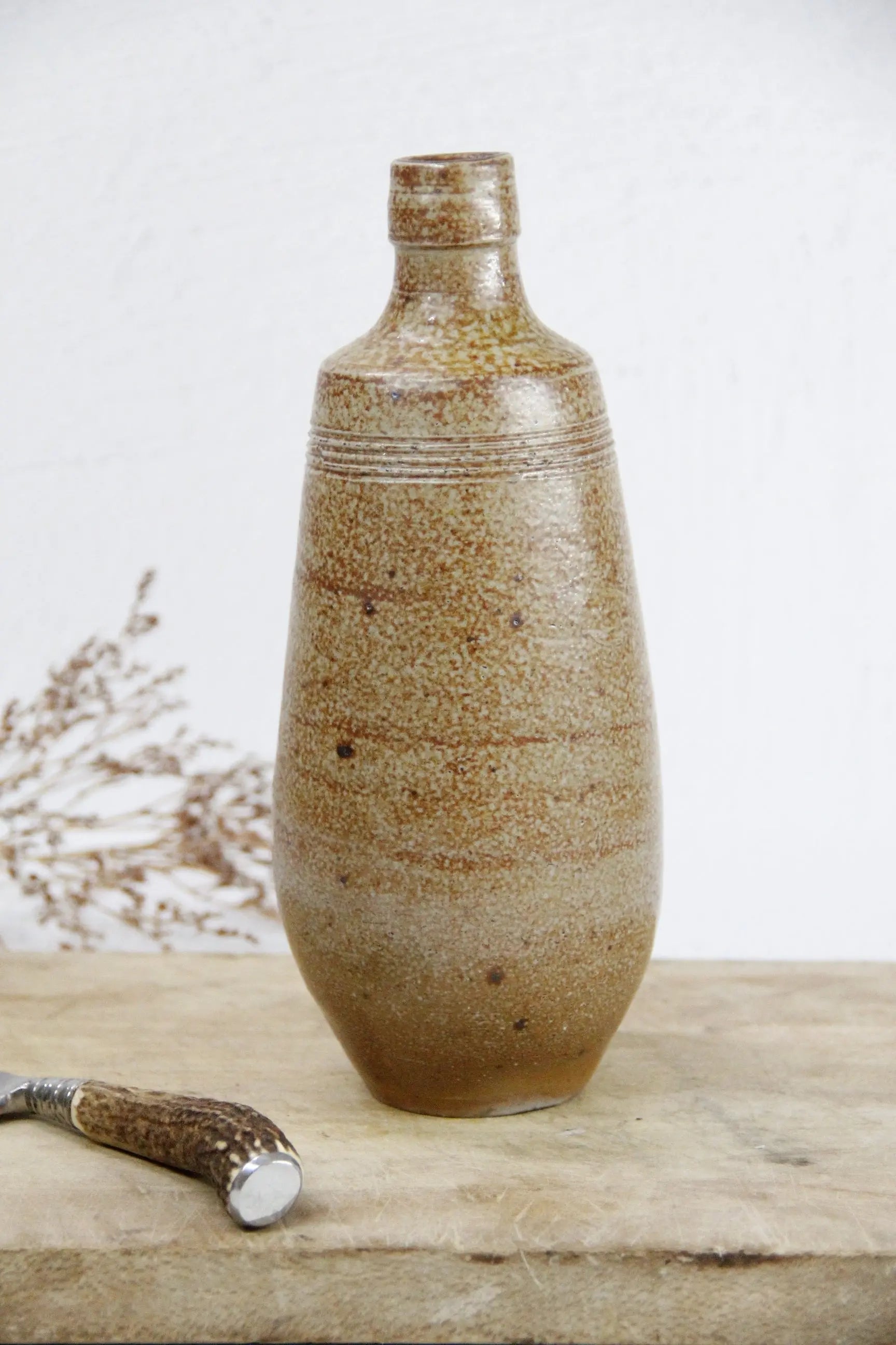 Antique Stoneware Bottle | French Earthenware Vessel  Debra Hall Lifestyle