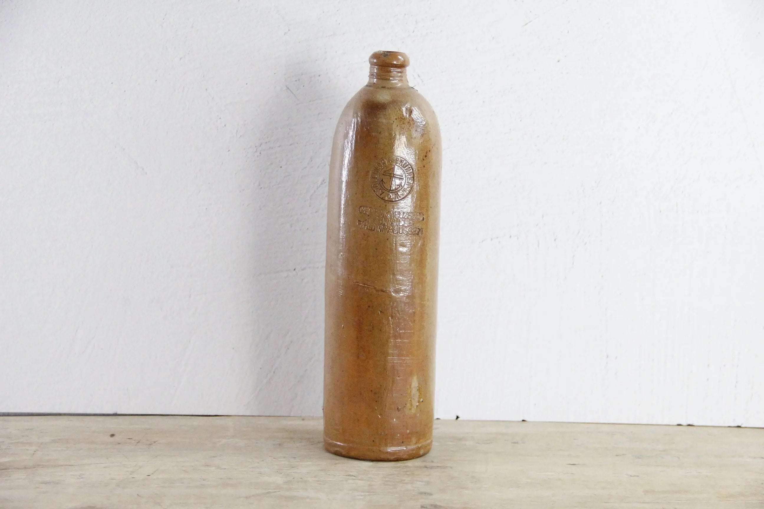 Antique Stoneware Bottle | German Earthenware Vessel  Debra Hall Lifestyle