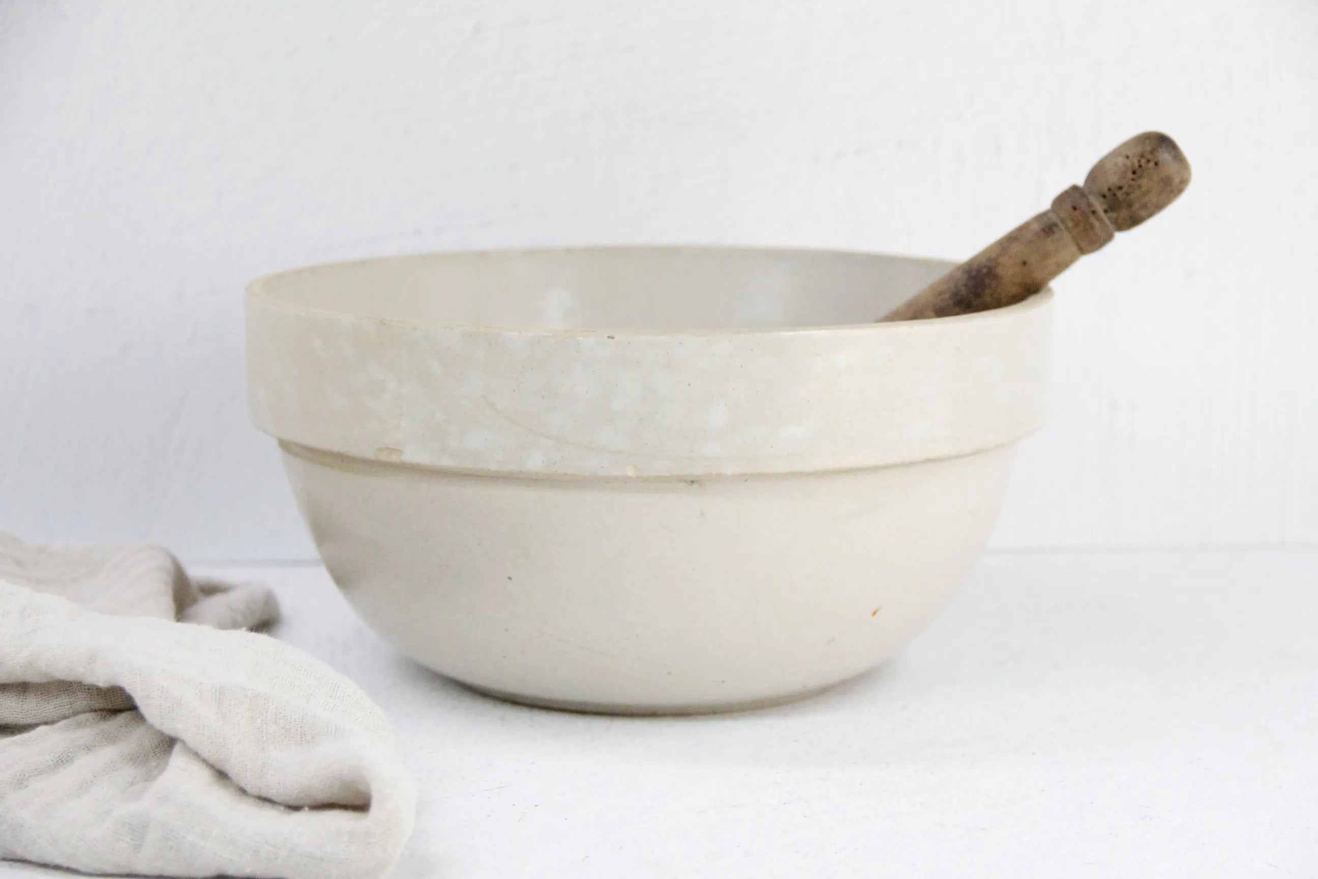 Antique Stoneware Bowl | Primitive Kitchen Crock Bowl  Debra Hall Lifestyle