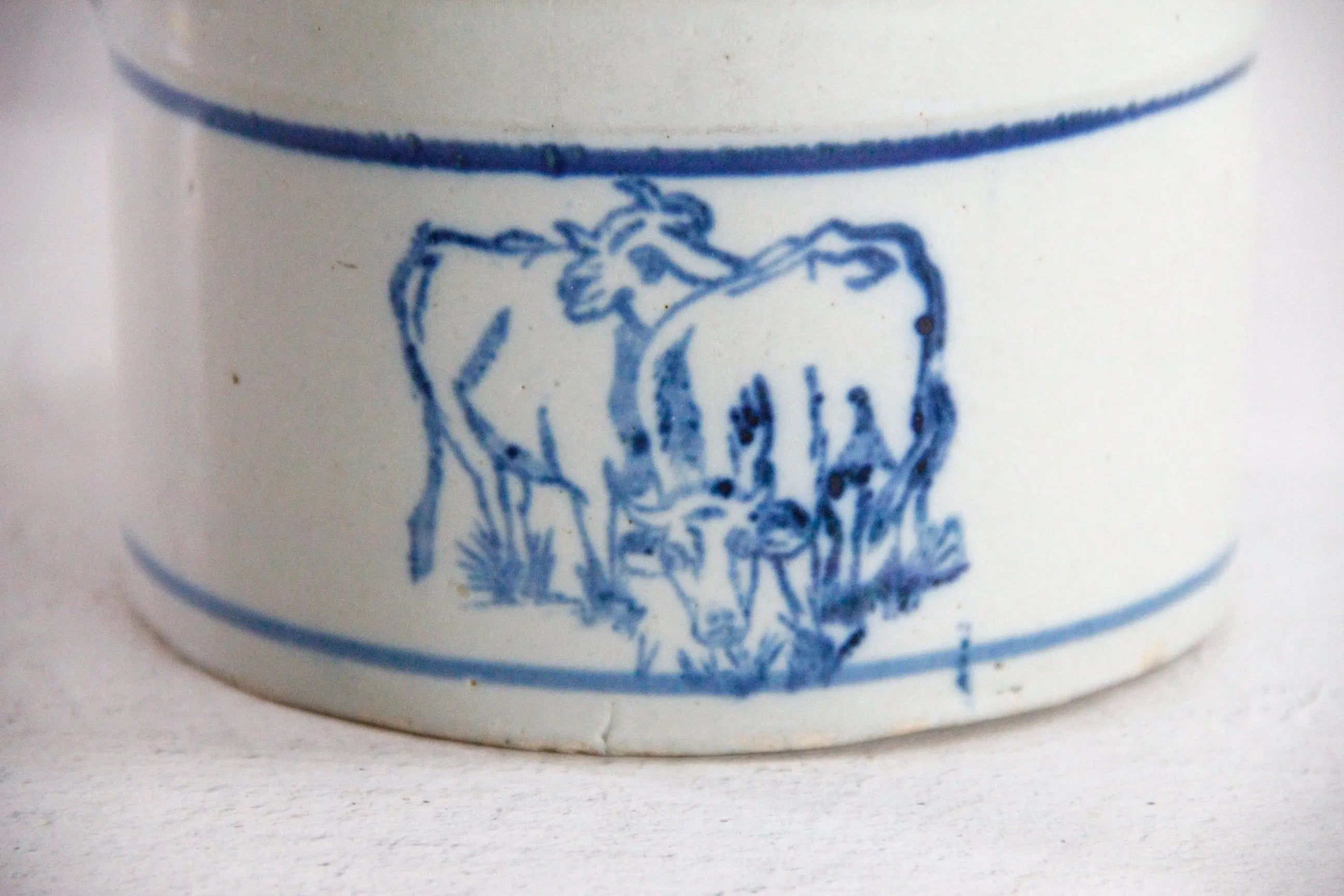Antique Stoneware Butter Crock with Blue Cows | Primitive  Debra Hall Lifestyle