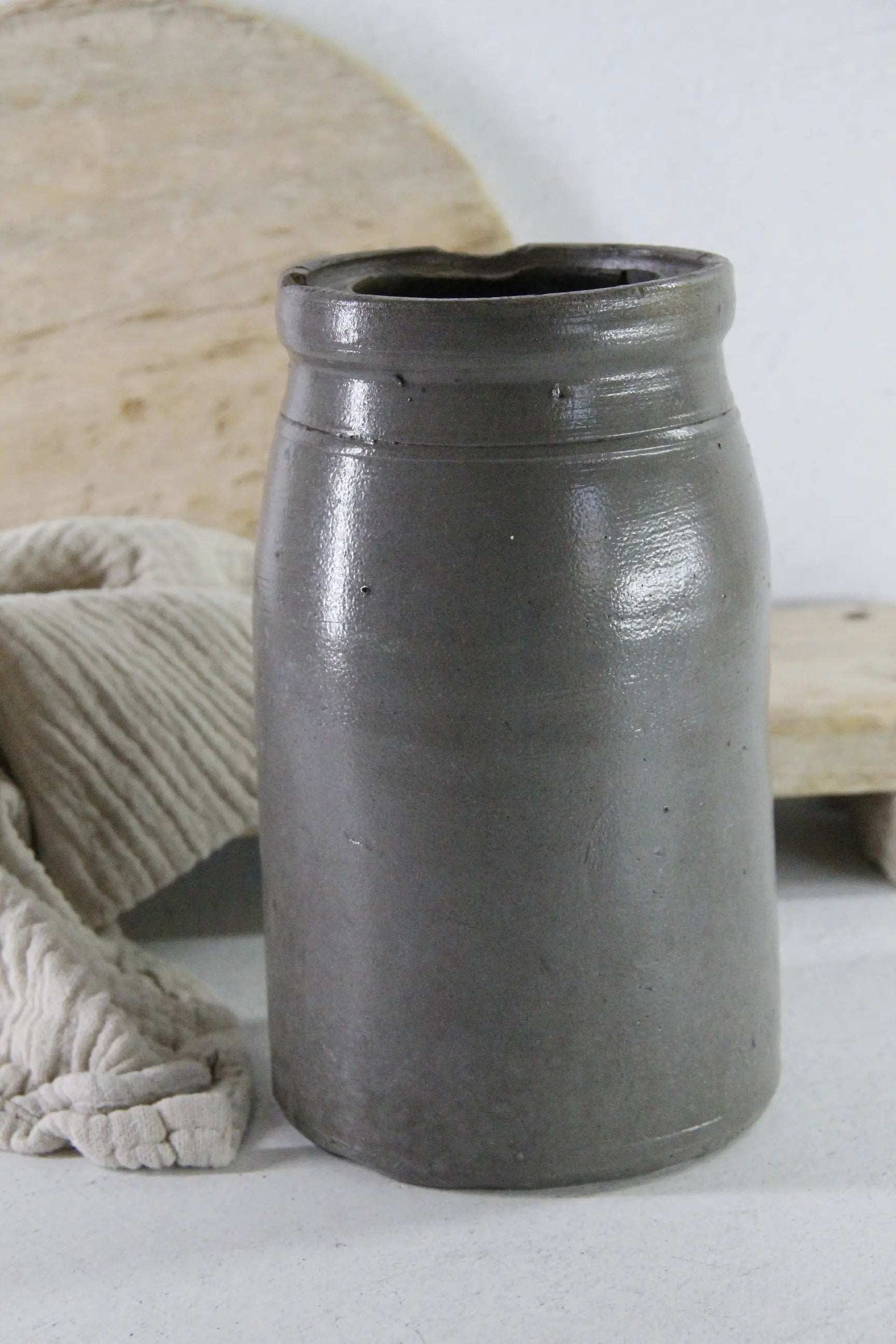 Antique Stoneware Crock Canning Jar | 19th C. Salt Glaze