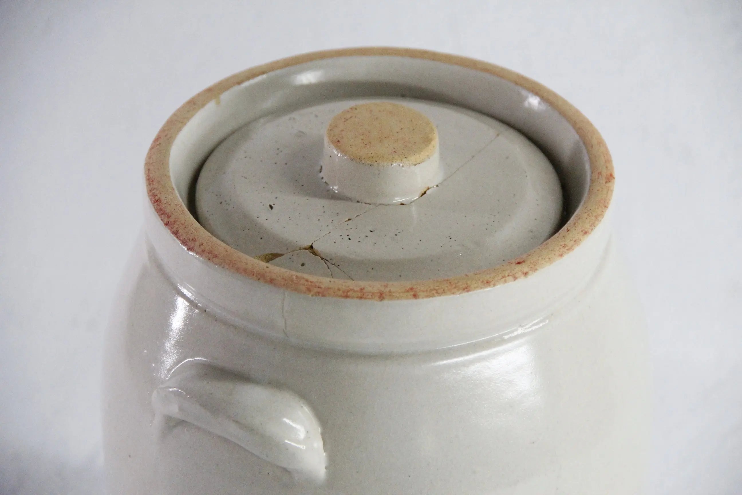 Antique Stoneware Crock Cookie Jar With Lid | Light Beige  Debra Hall Lifestyle