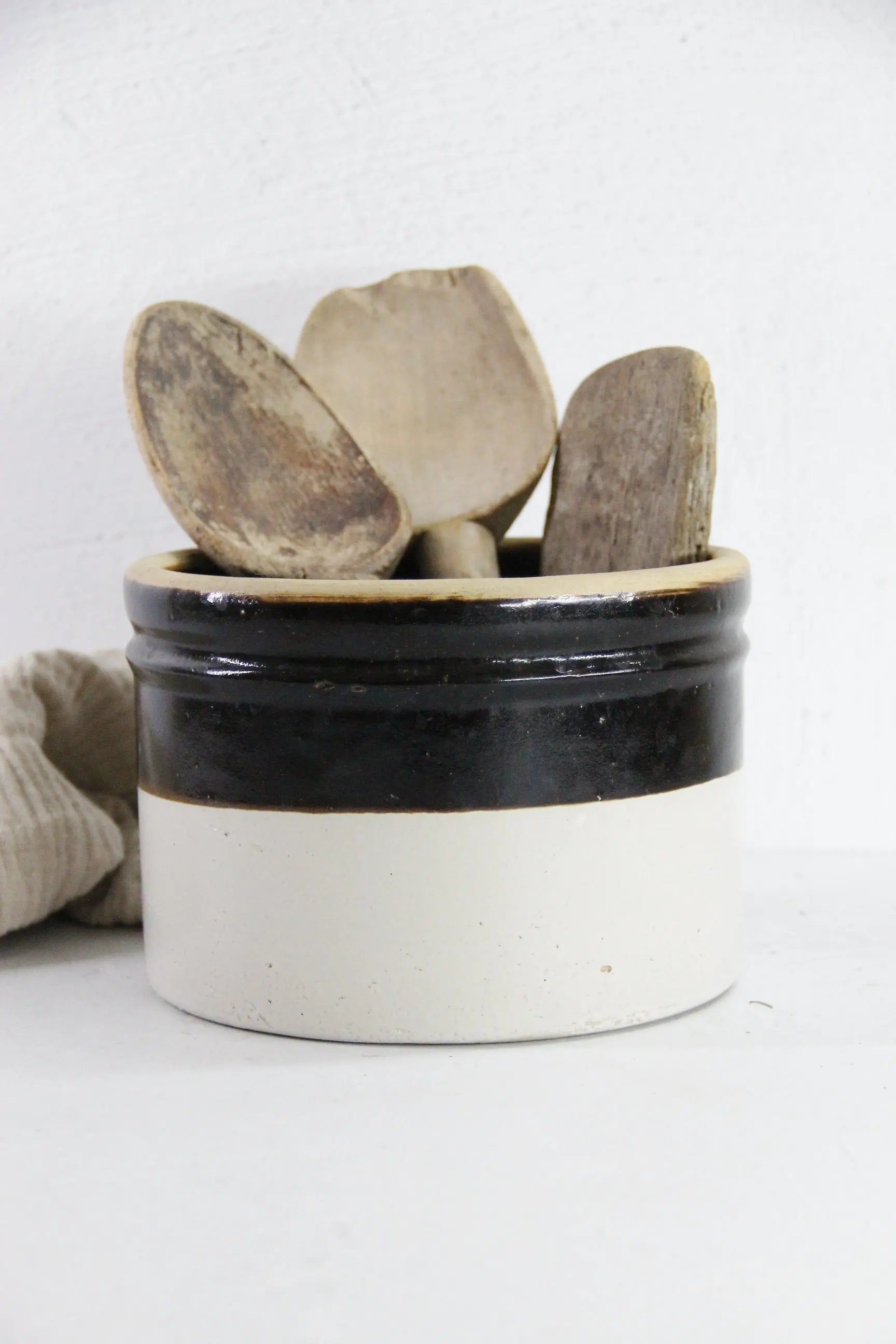 Antique Stoneware Crock Two Tone | Dipped Beige and Brown  Debra Hall Lifestyle