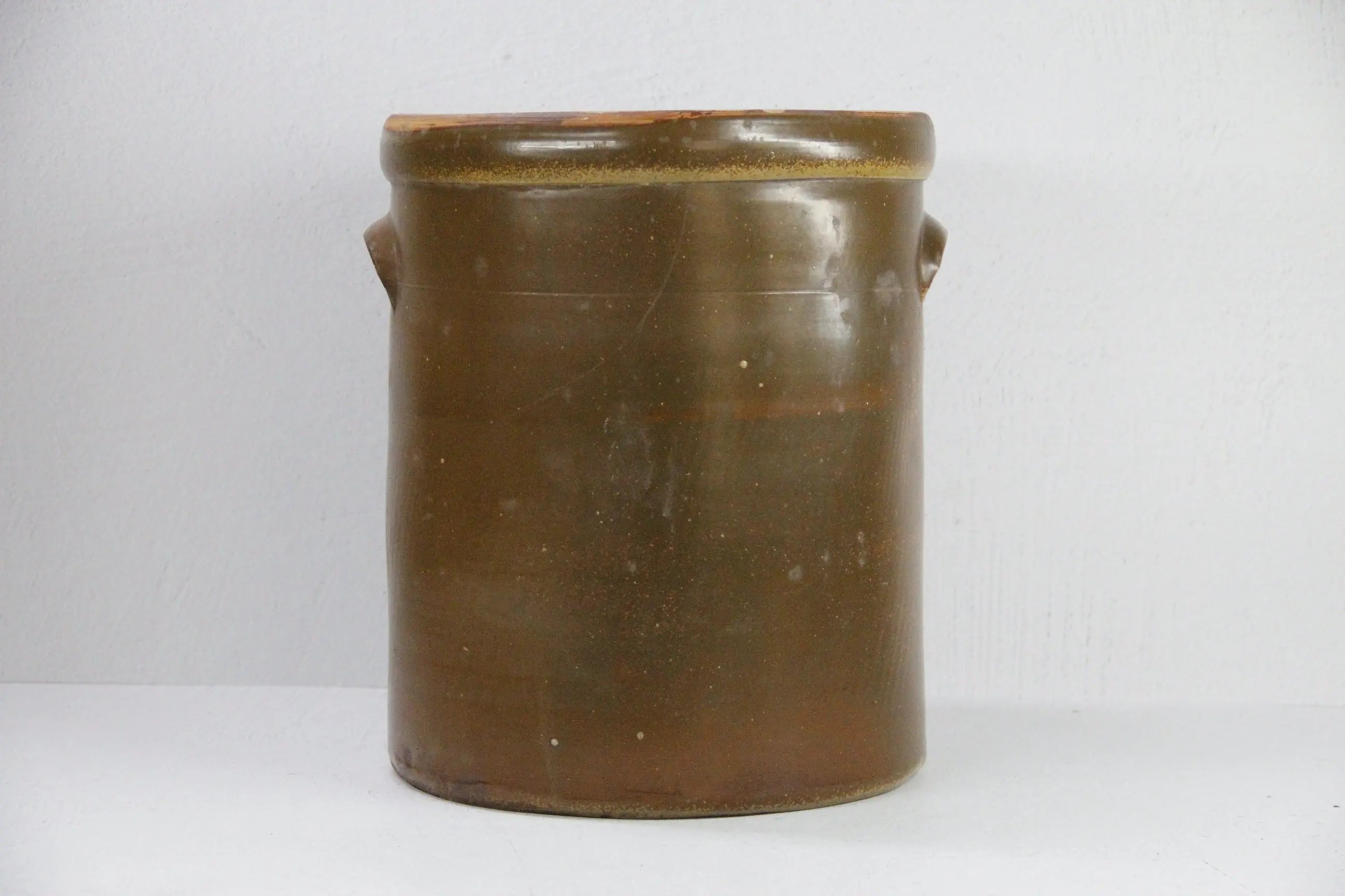 Antique Stoneware Crock | 5 Gallon Mocha Brown  Debra Hall Lifestyle