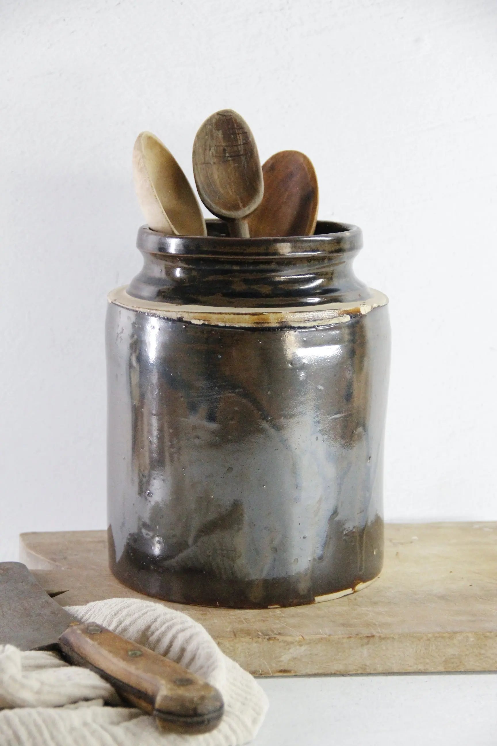 Antique Stoneware Crock | Albany Slip Glaze 1800s  Debra Hall Lifestyle