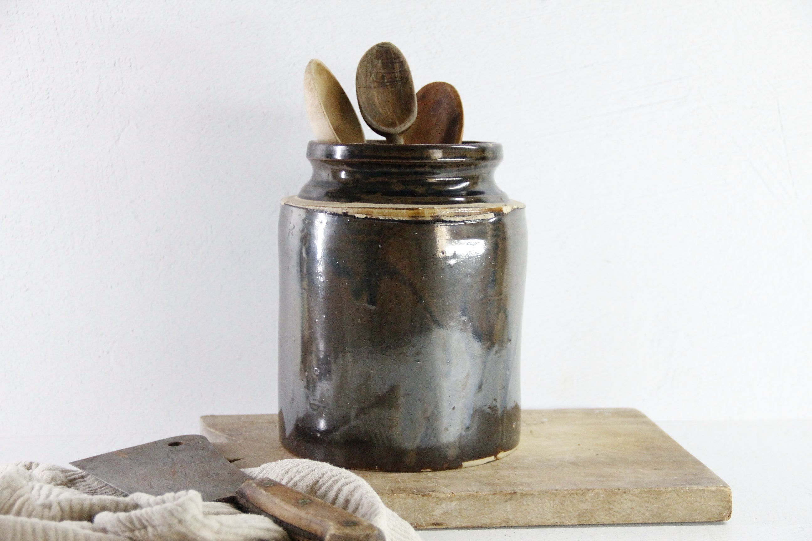 Antique Stoneware Crock | Albany Slip Glaze 1800s  Debra Hall Lifestyle