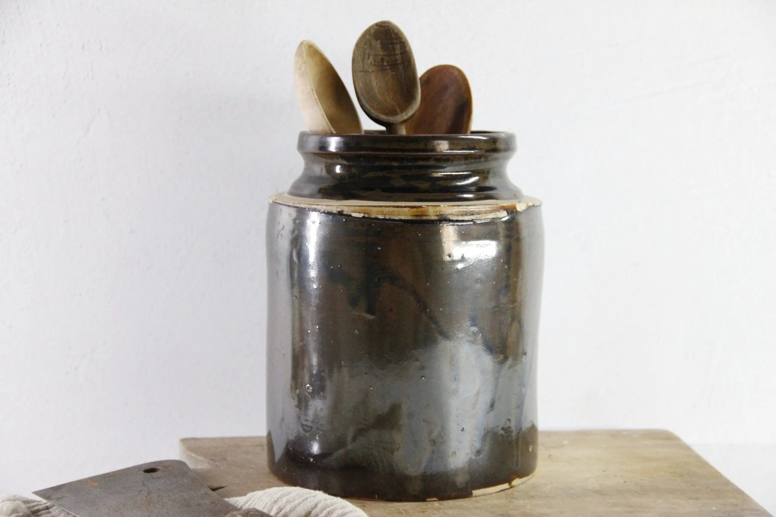 Antique Stoneware Crock | Albany Slip Glaze 1800s  Debra Hall Lifestyle