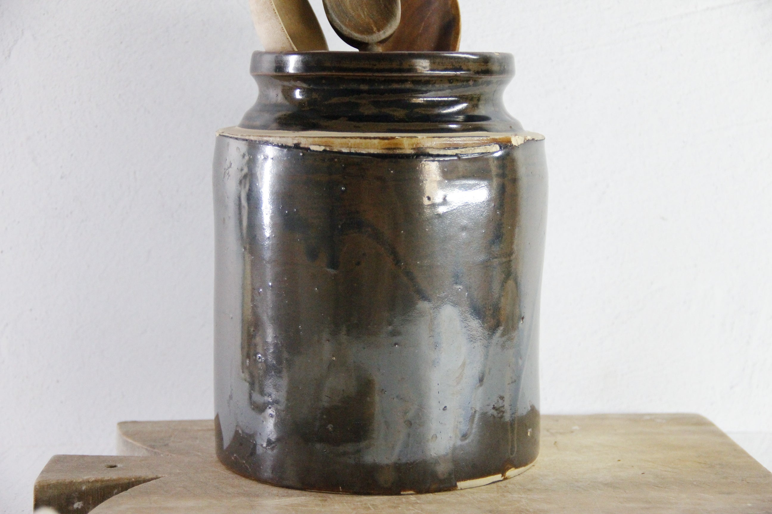 Antique Stoneware Crock | Albany Slip Glaze 1800s  Debra Hall Lifestyle