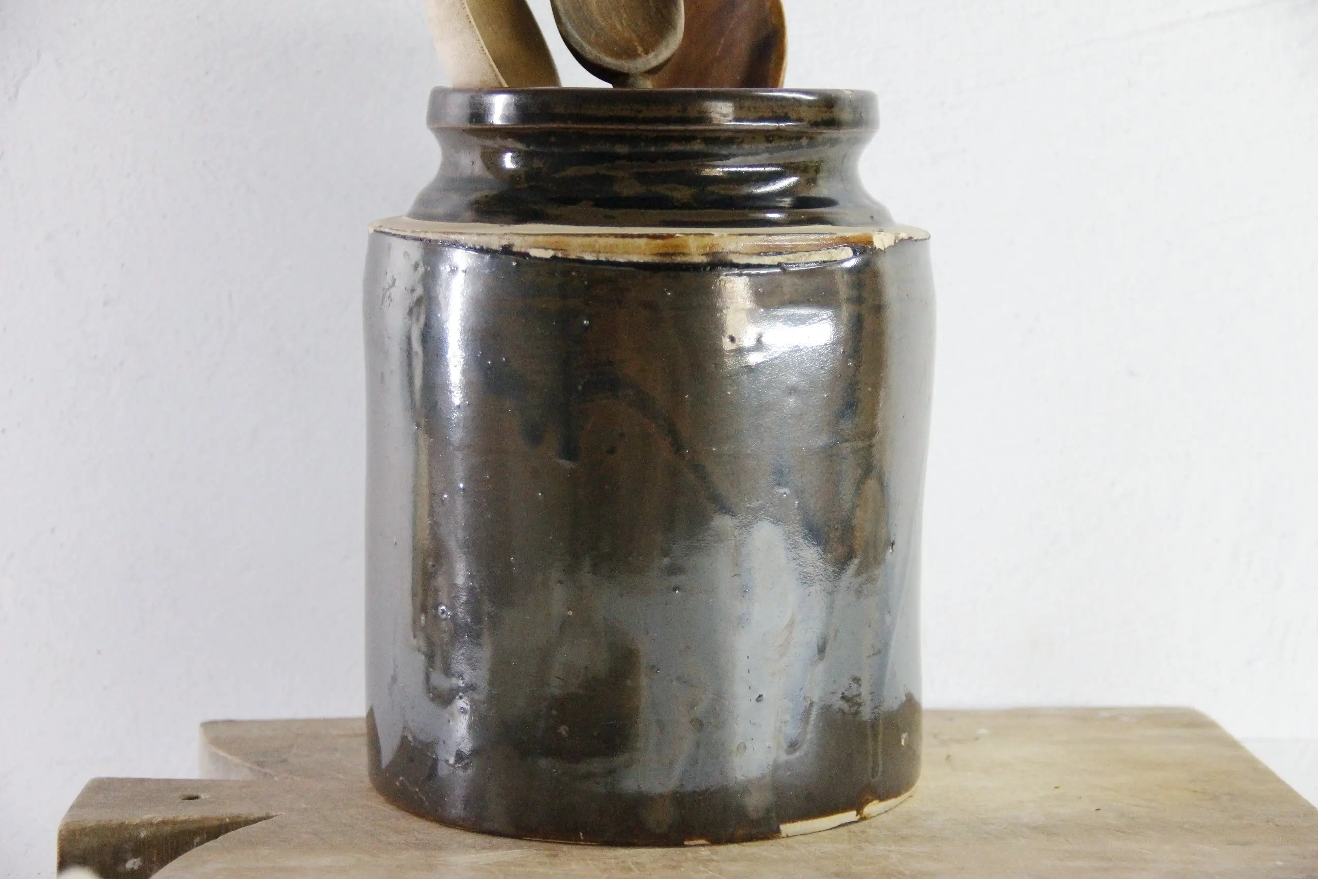 Antique Stoneware Crock | Albany Slip Glaze 1800s  Debra Hall Lifestyle