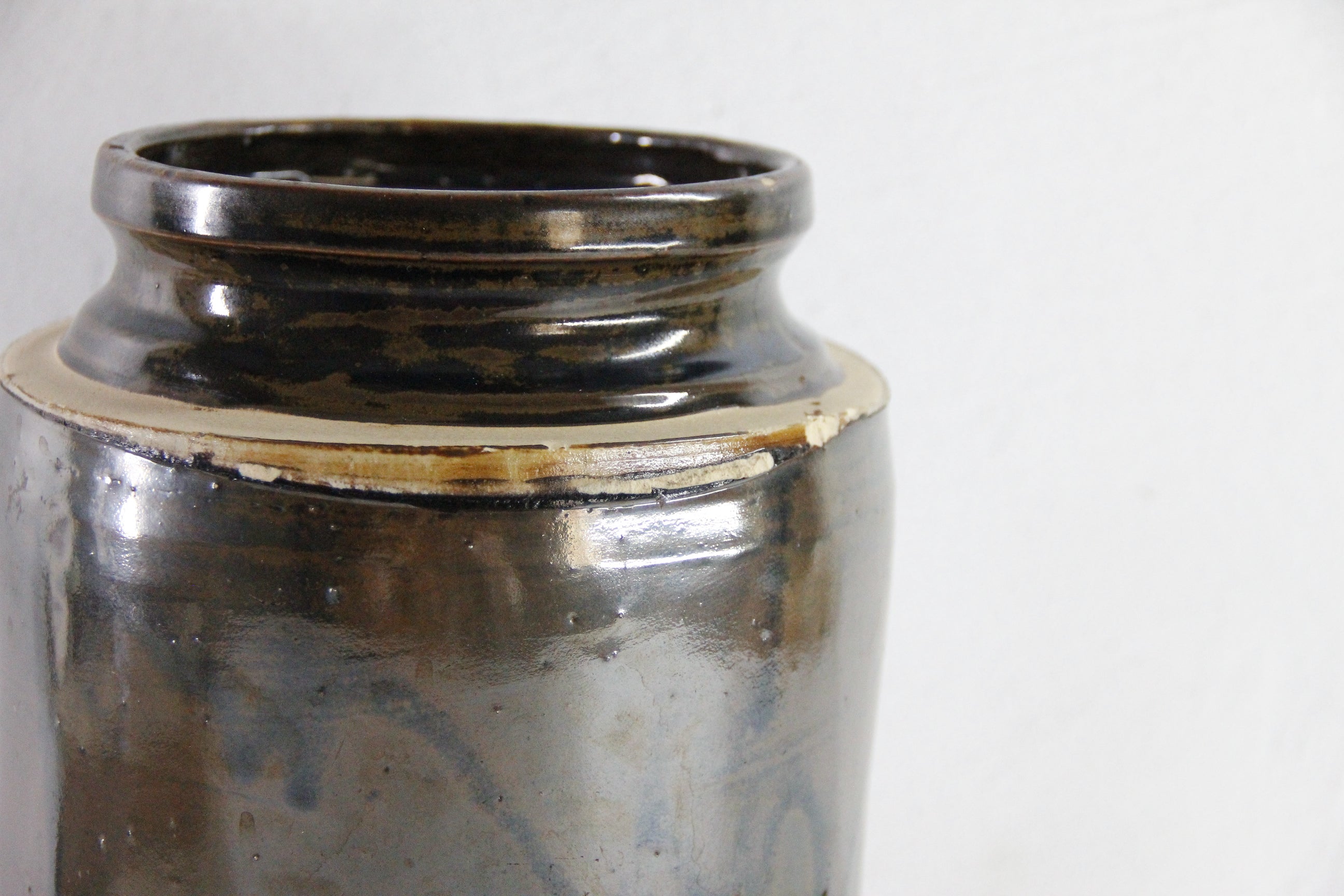 Antique Stoneware Crock | Albany Slip Glaze 1800s  Debra Hall Lifestyle