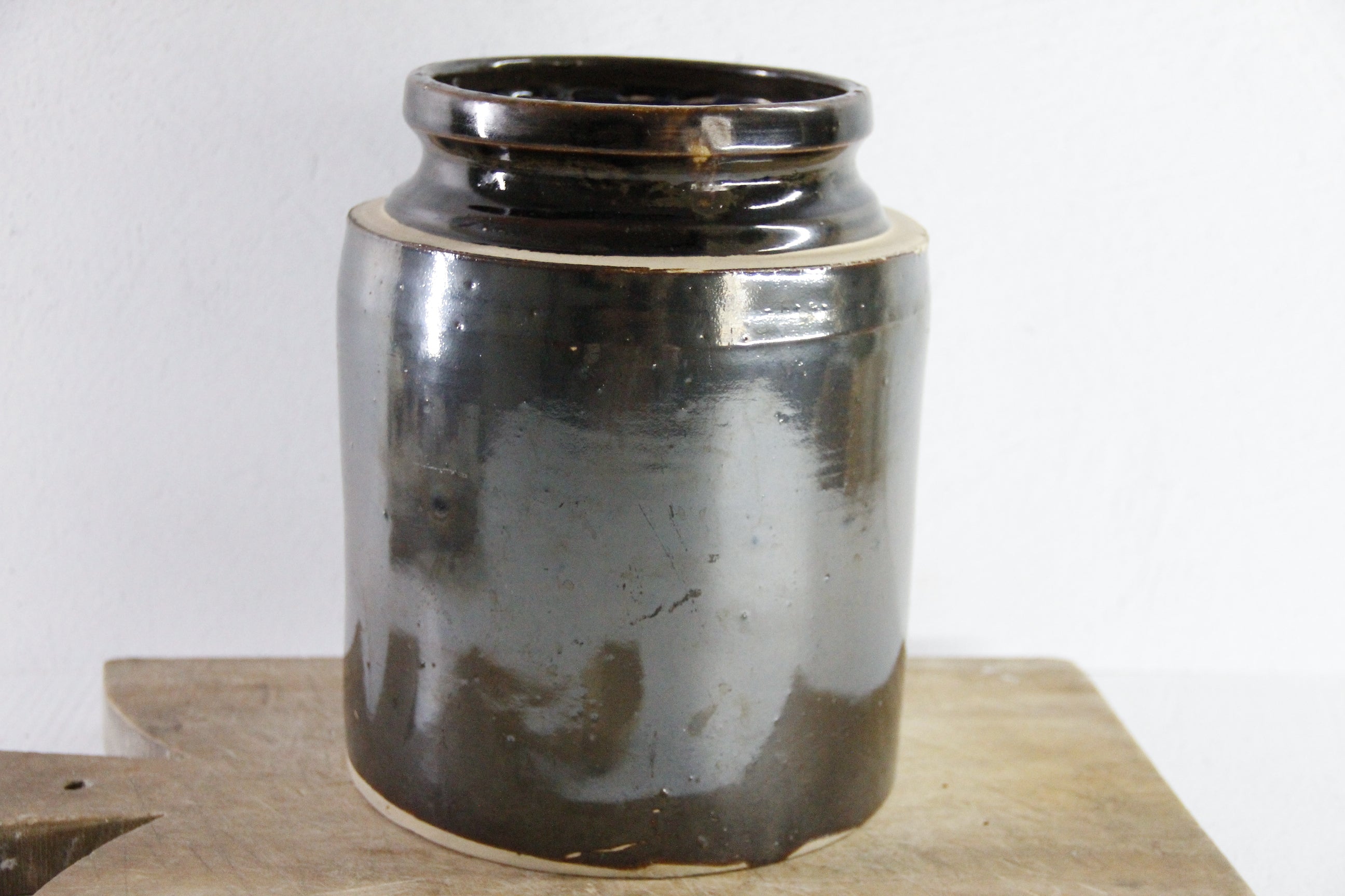 Antique Stoneware Crock | Albany Slip Glaze 1800s  Debra Hall Lifestyle