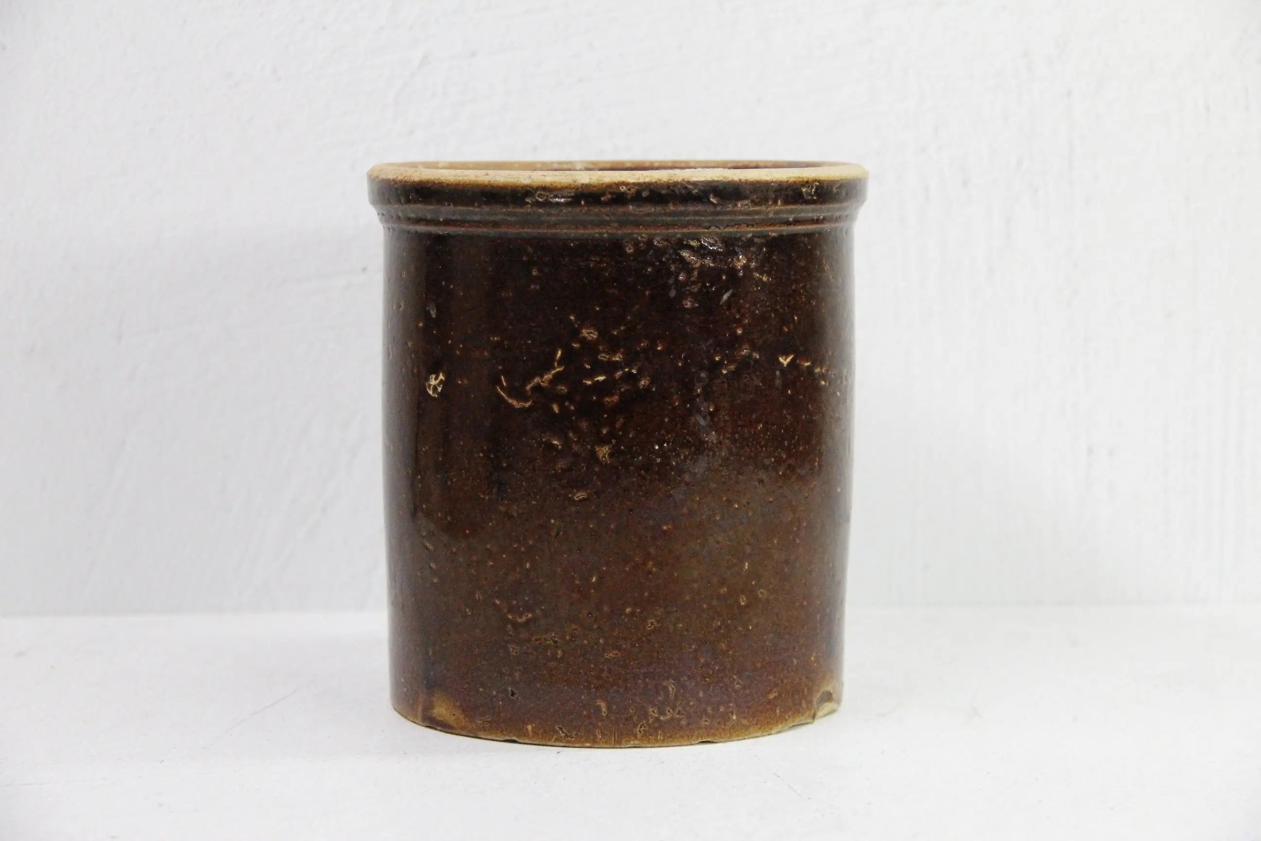 Antique Stoneware Crock | Dark Brown Pottery Vase-Early  Debra Hall Lifestyle