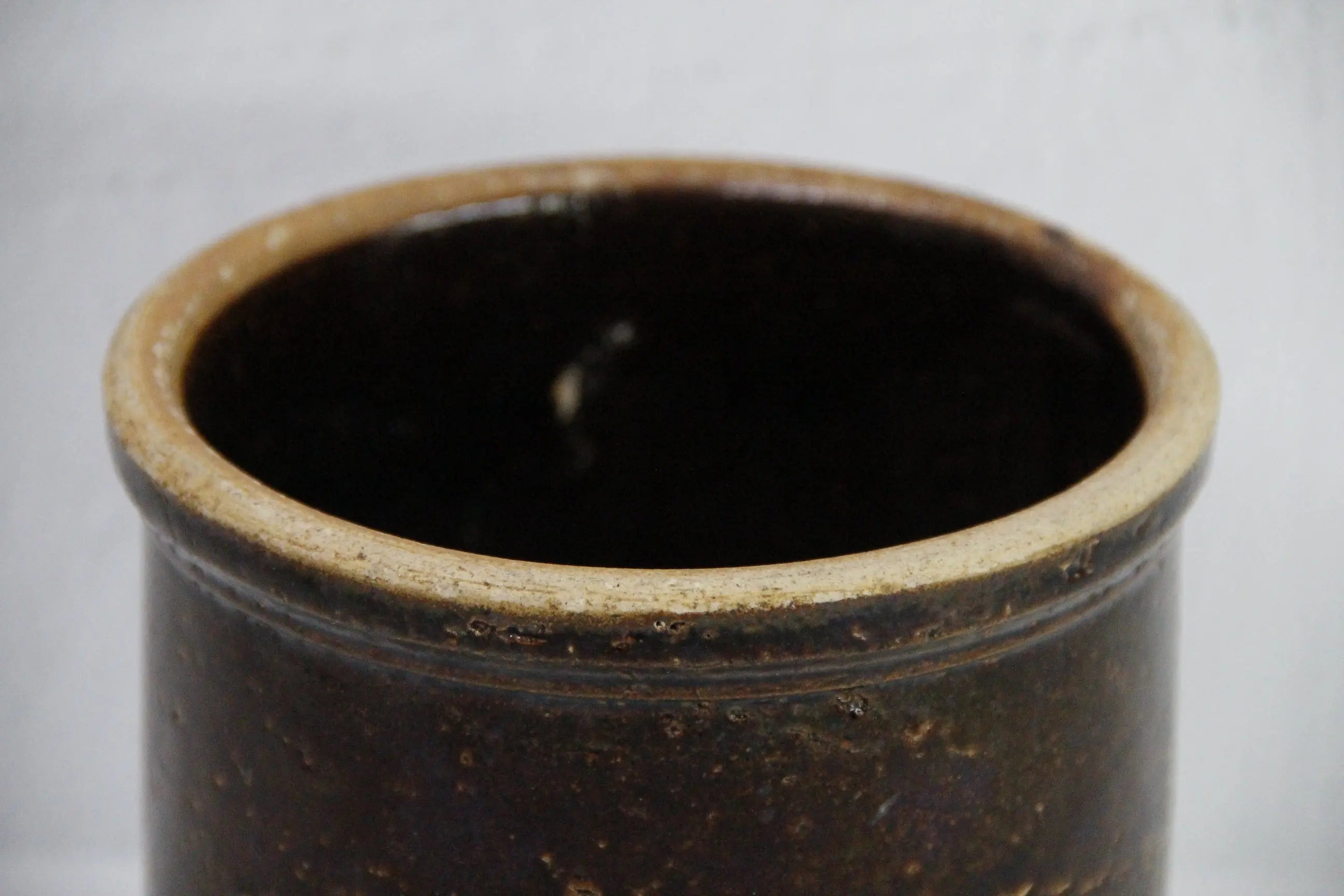 Antique Stoneware Crock | Dark Brown Pottery Vase-Early  Debra Hall Lifestyle