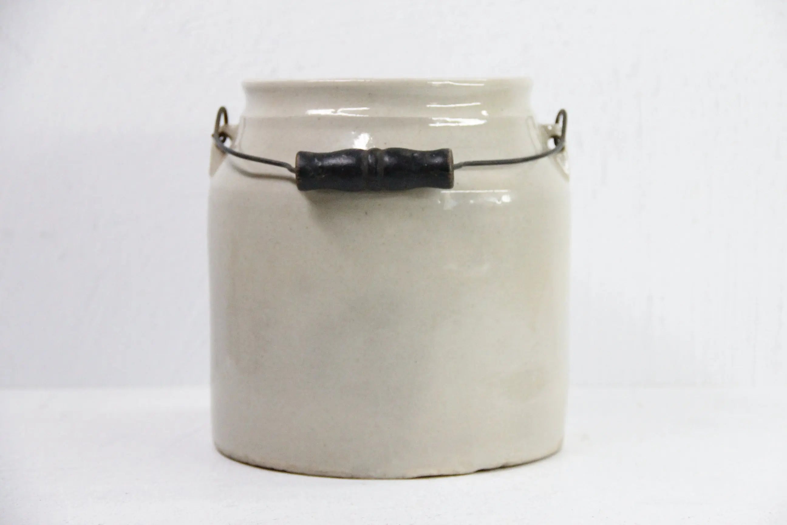 Antique Stoneware Crock | Light Pickle Crock-Bail Handle  Debra Hall Lifestyle