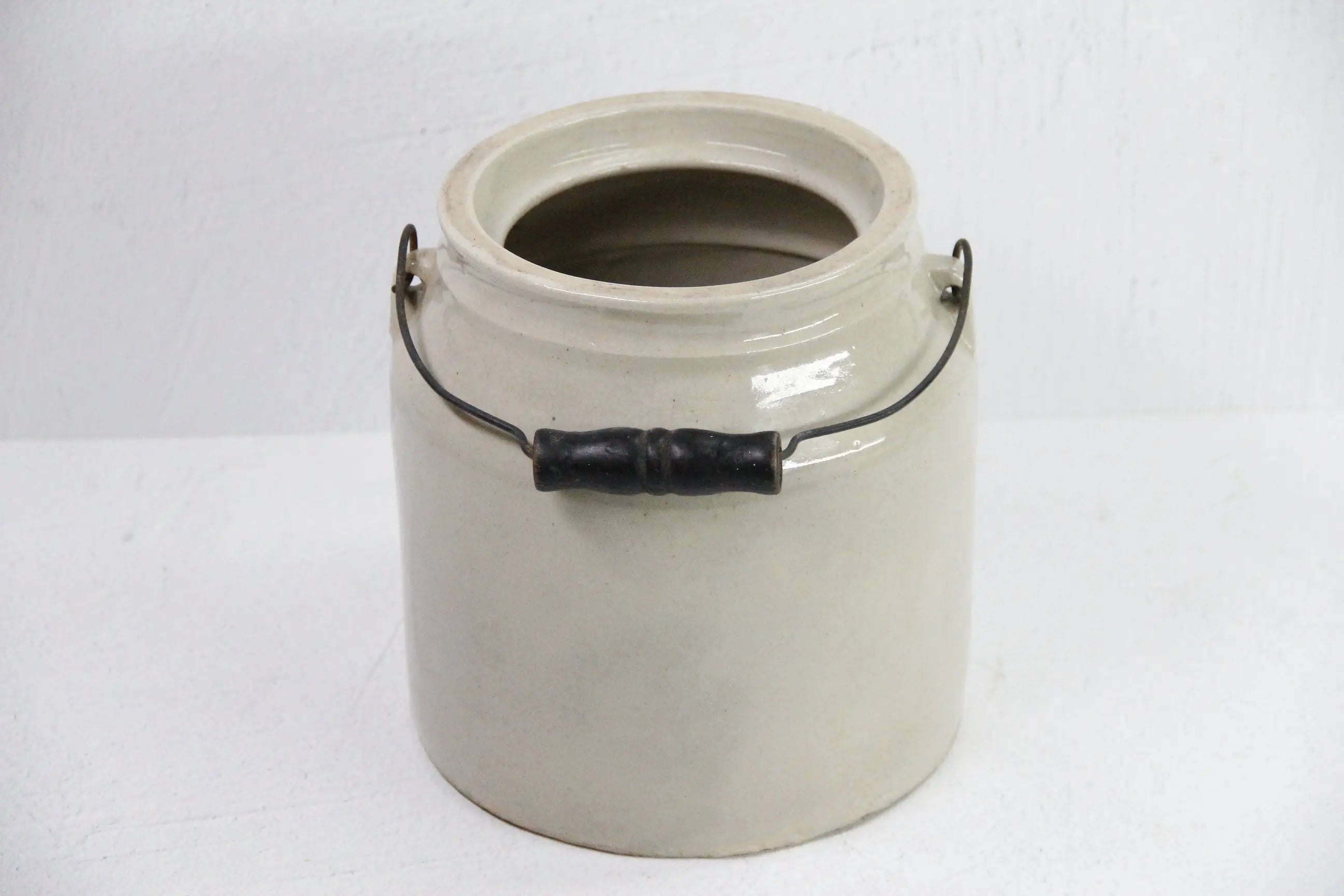 Antique Stoneware Crock | Light Pickle Crock-Bail Handle  Debra Hall Lifestyle