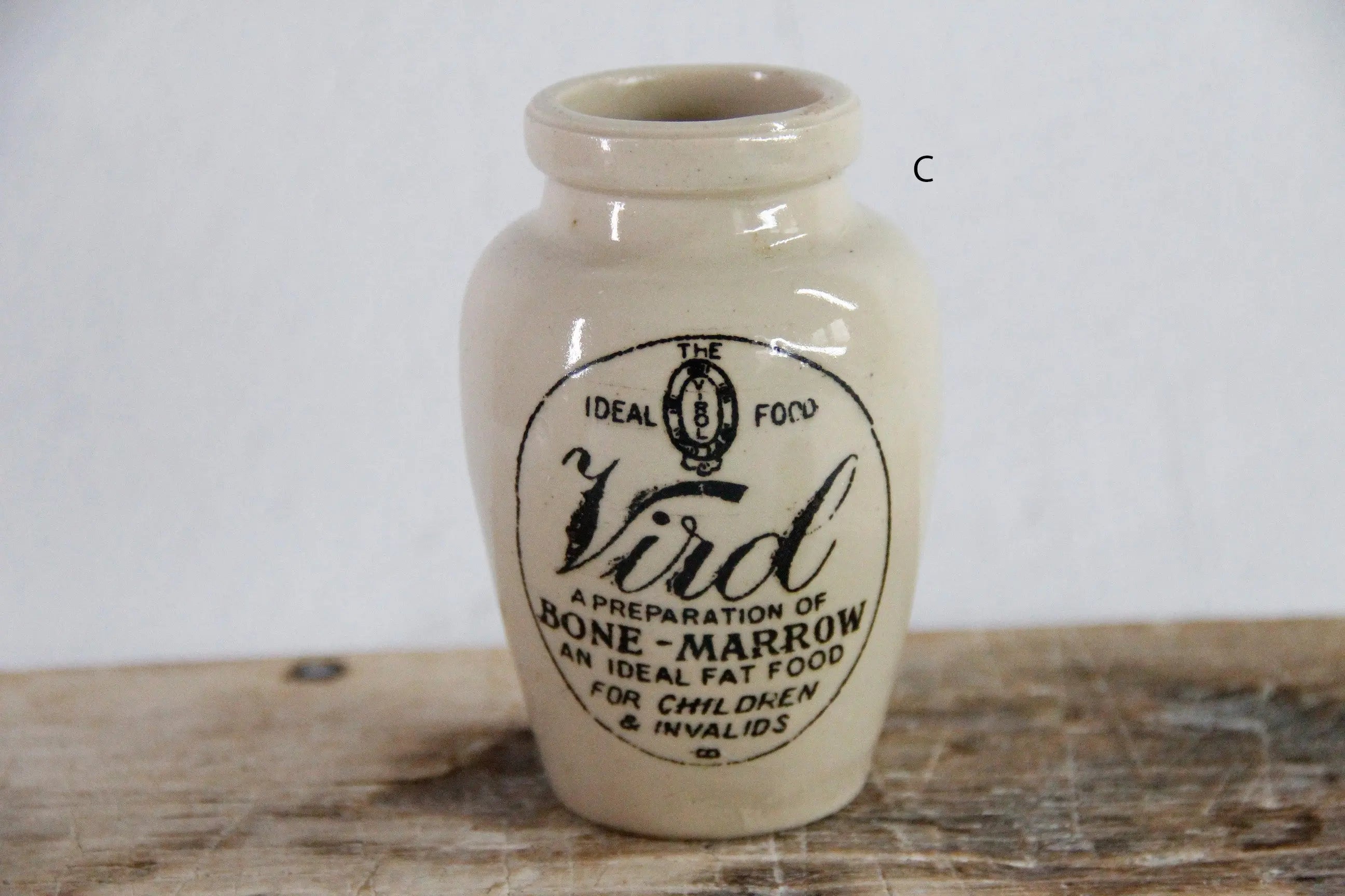 Virol Antique Stoneware Jar | English Bone Marrow Advertising Pot