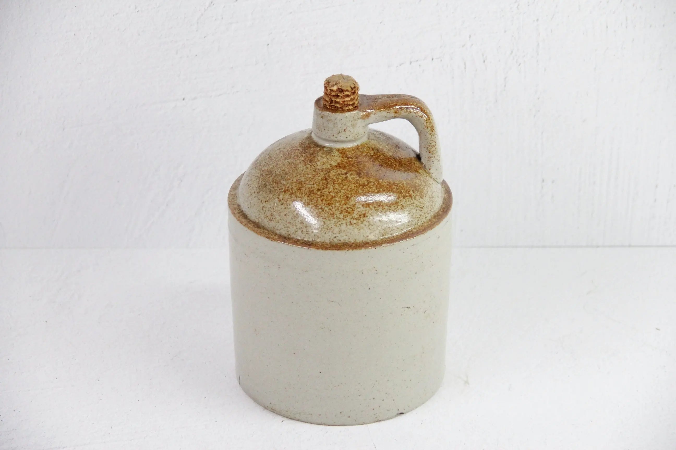 Antique Stoneware Jug | Salt Glaze Beige Handle 1 Gallon  Debra Hall Lifestyle