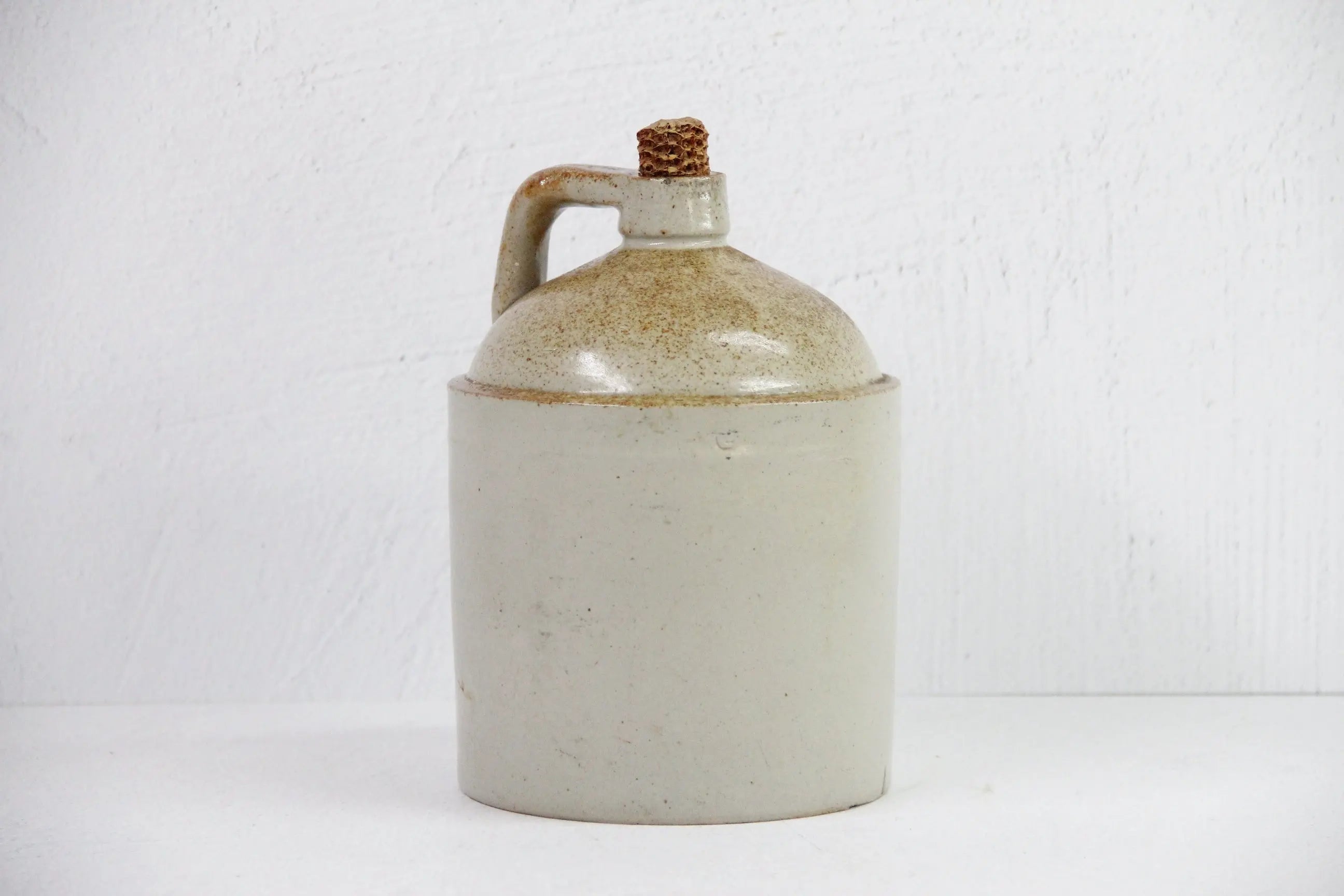 Antique Stoneware Jug | Salt Glaze Beige Handle 1 Gallon  Debra Hall Lifestyle