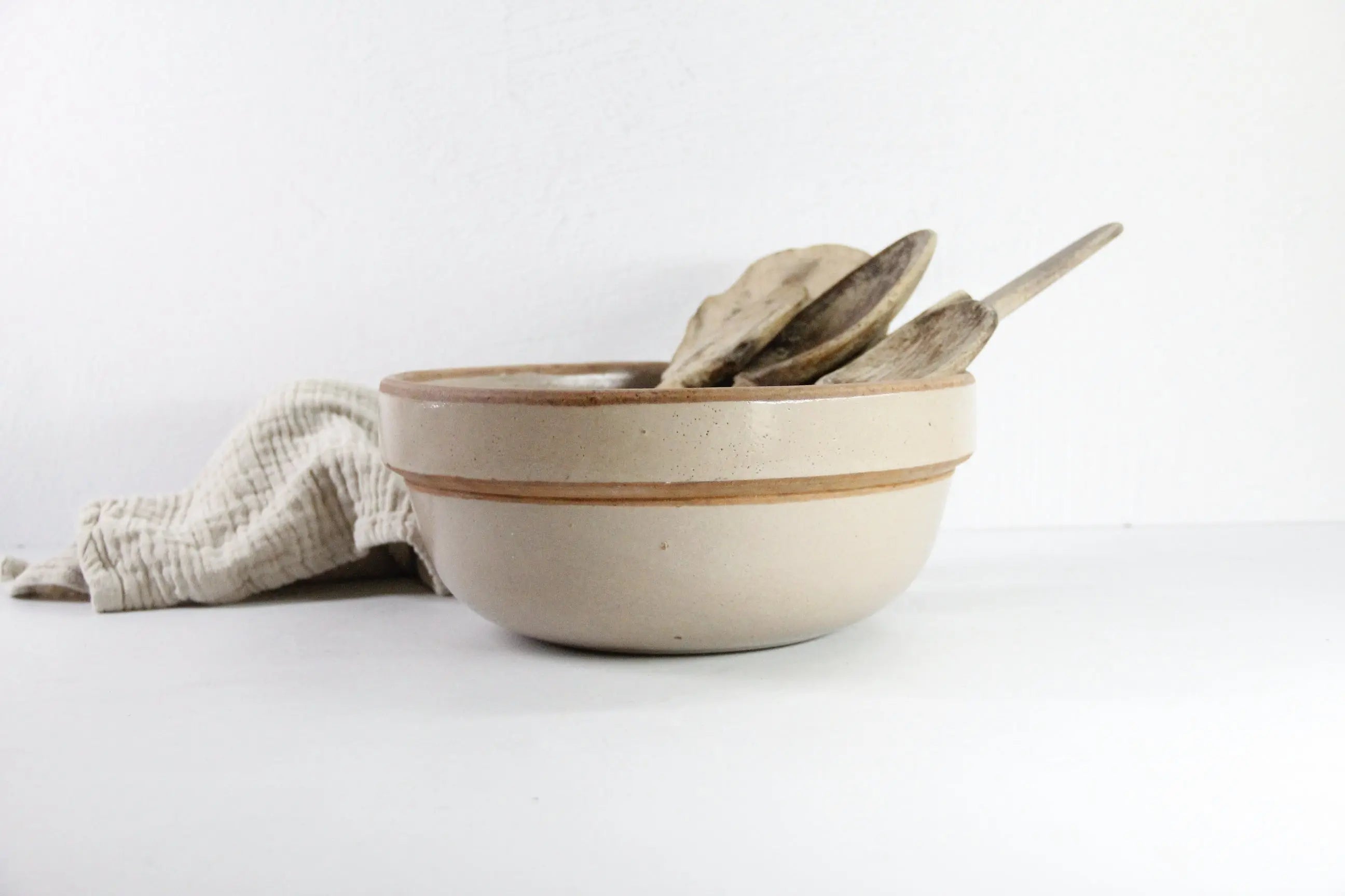 Antique Stoneware Mixing Bowl | Salt Glaze  Dough  Debra Hall Lifestyle