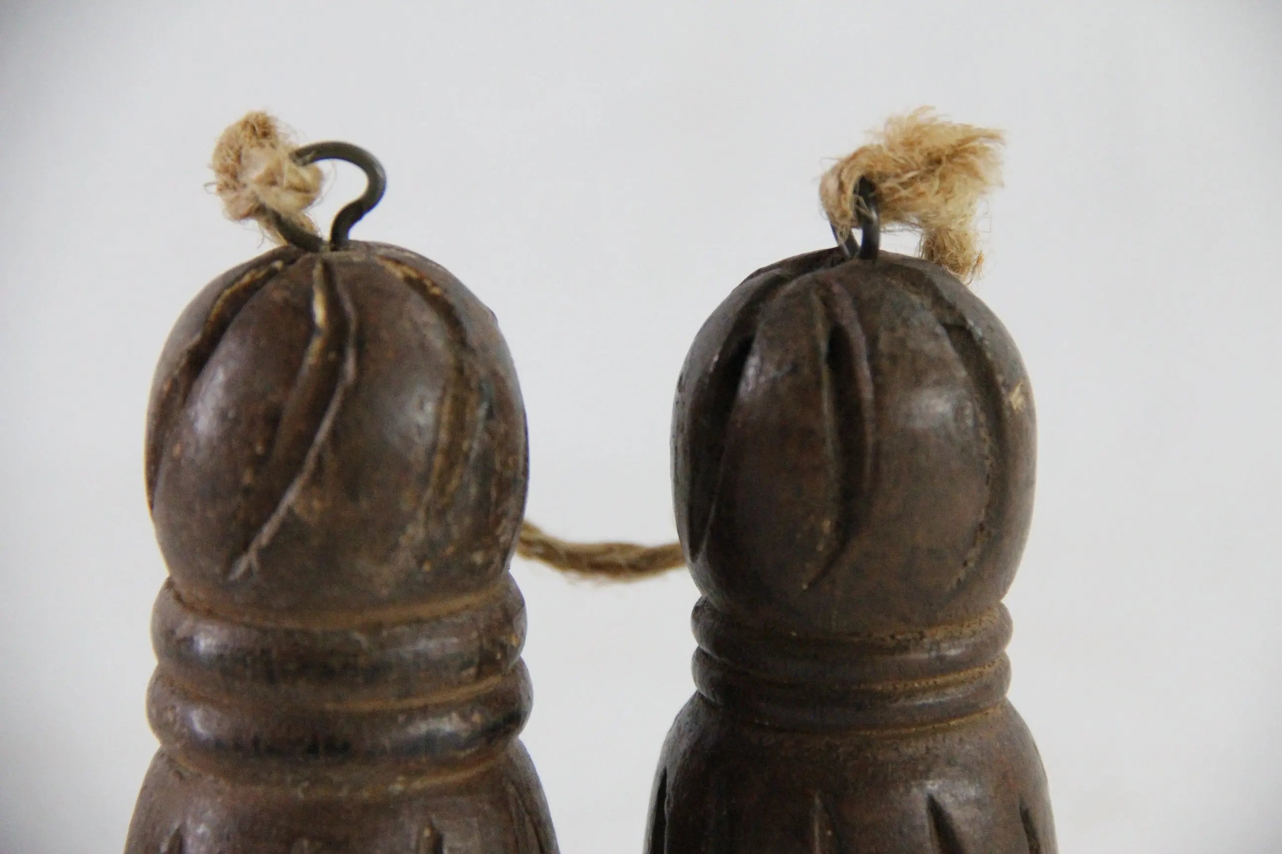 Antique Tassel in Hand Carved Wood | Decorative Pair  Debra Hall Lifestyle