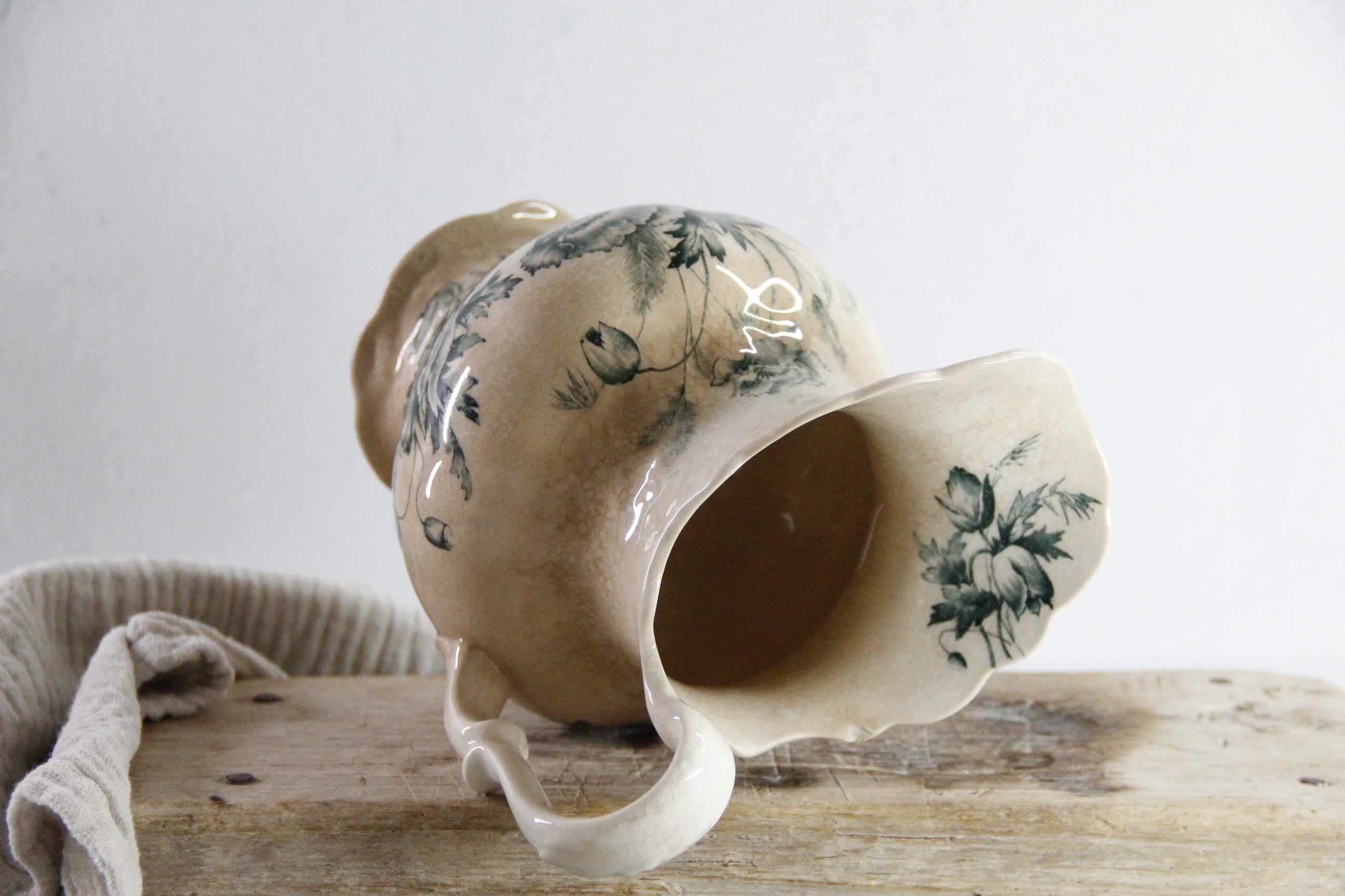 Antique Transferware Pitcher | 1870 Ironstone Green Jug  Debra Hall Lifestyle