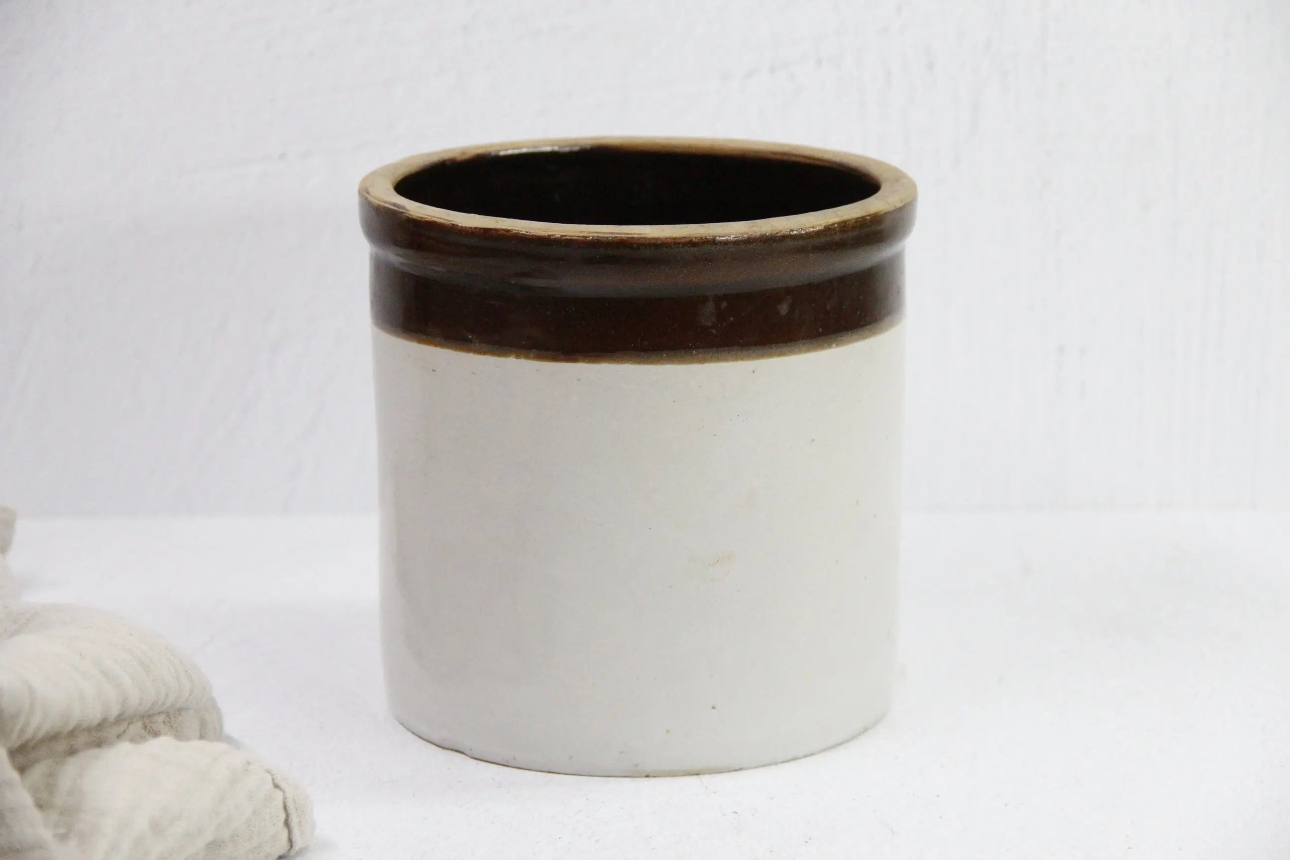 Antique Two Tone Crock | Primitive Vessel/Utensil Storage  Debra Hall Lifestyle