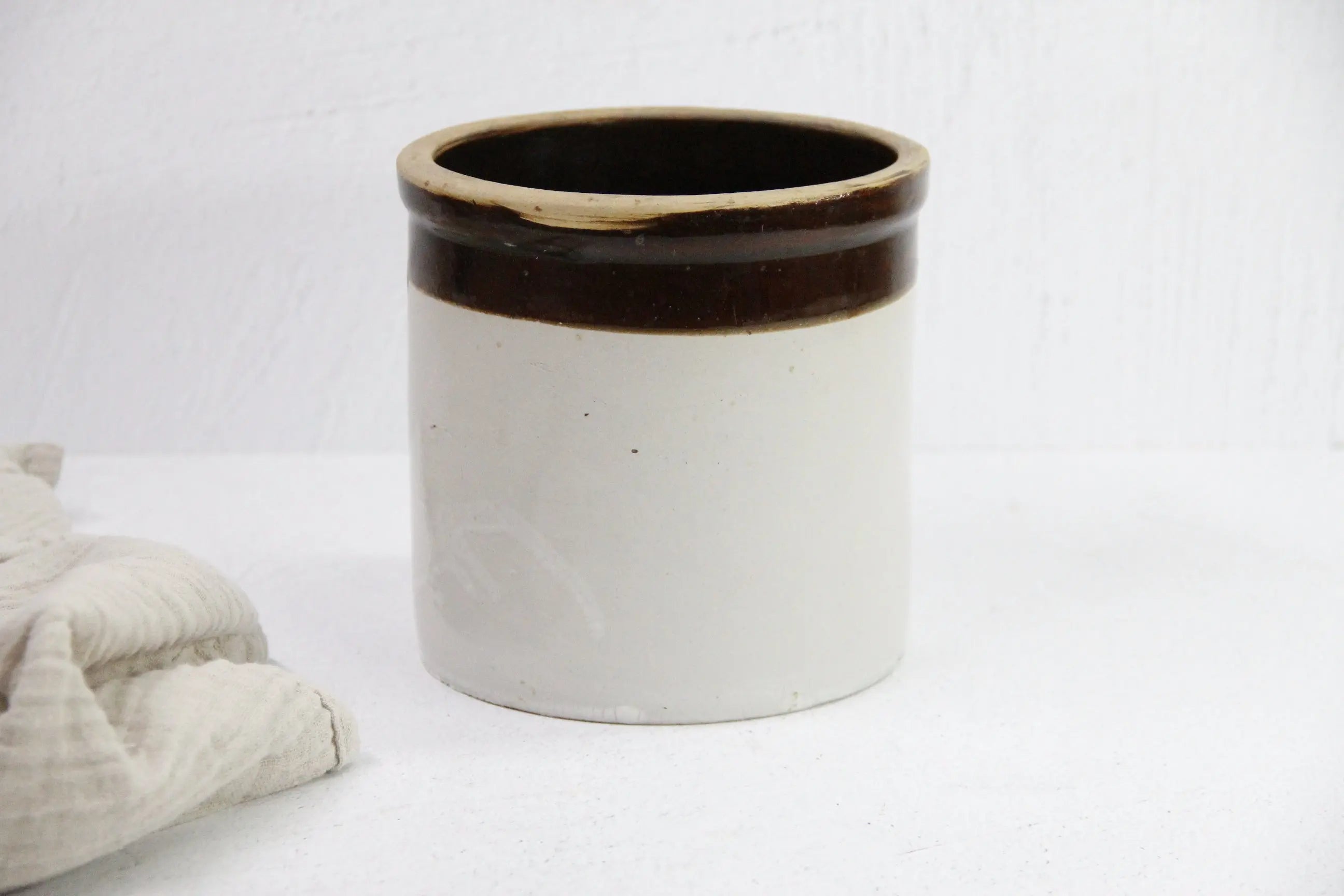 Antique Two Tone Crock | Primitive Vessel/Utensil Storage  Debra Hall Lifestyle