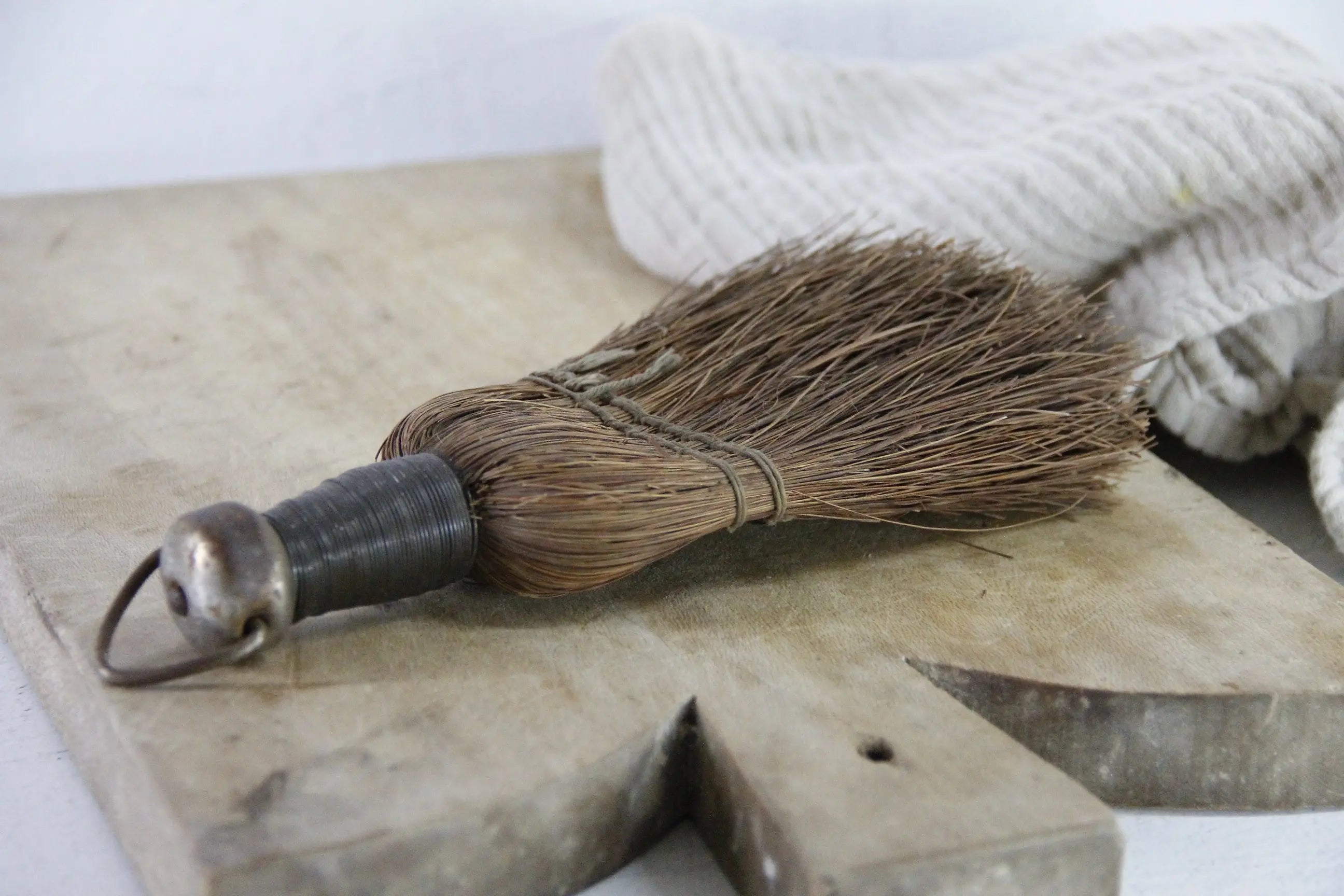 Antique WhisK Broom | Rustic Wire Wrapped Primitive  Debra Hall Lifestyle