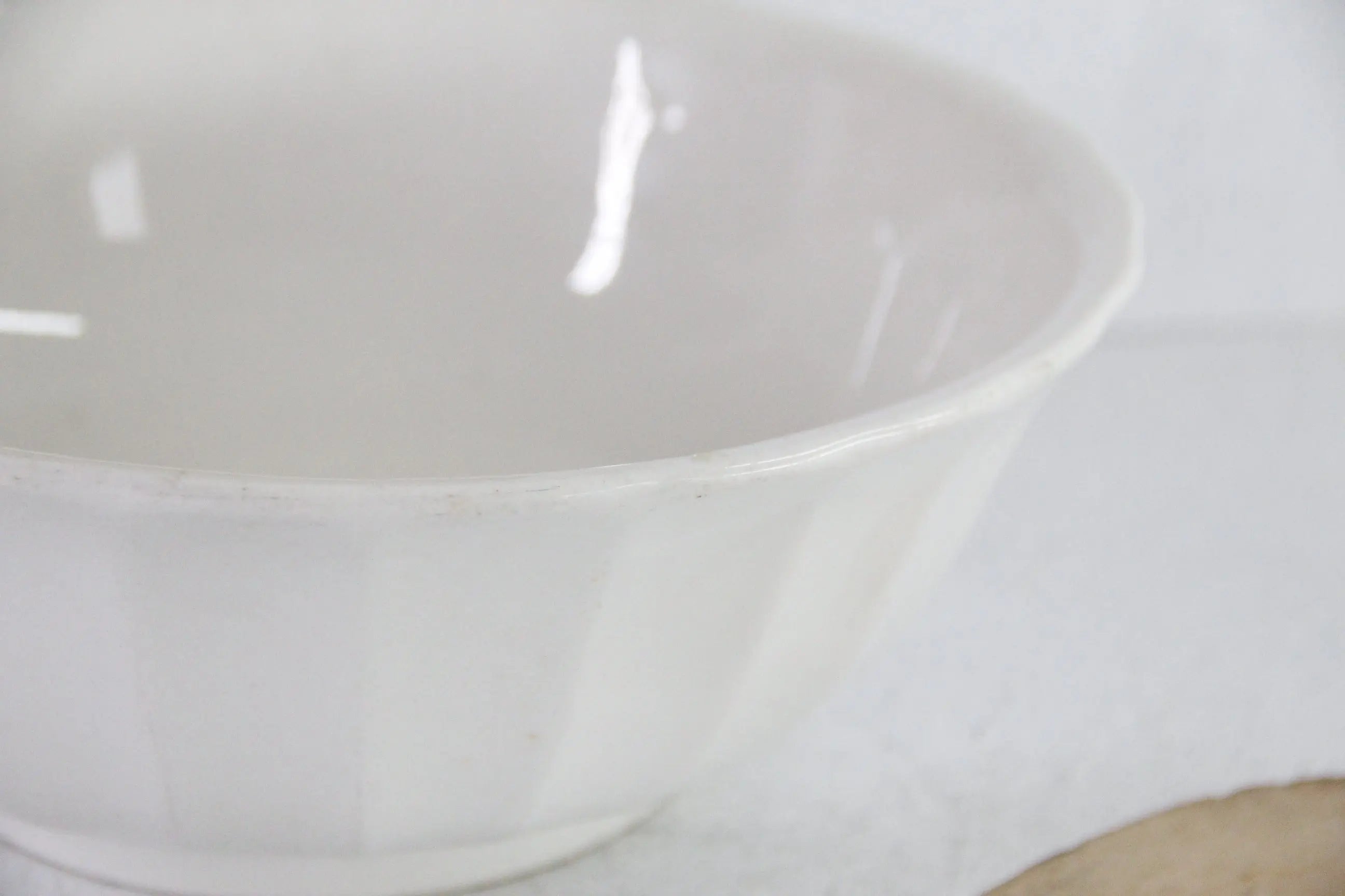 Antique White Ironstone Bowl Scalloped | Mixing Stamped KT&K  Debra Hall Lifestyle
