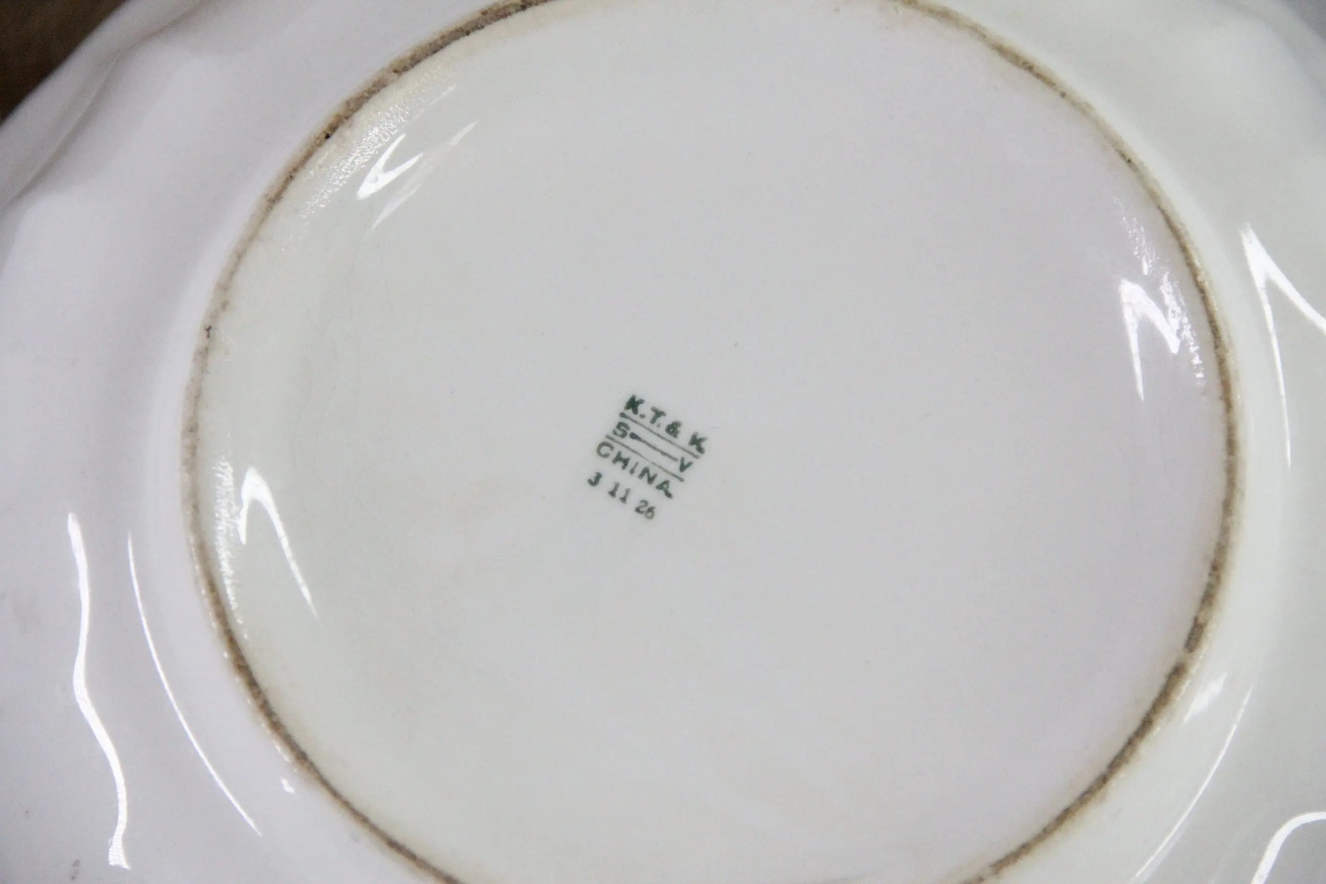 Antique White Ironstone Bowl Scalloped | Mixing Stamped KT&K  Debra Hall Lifestyle