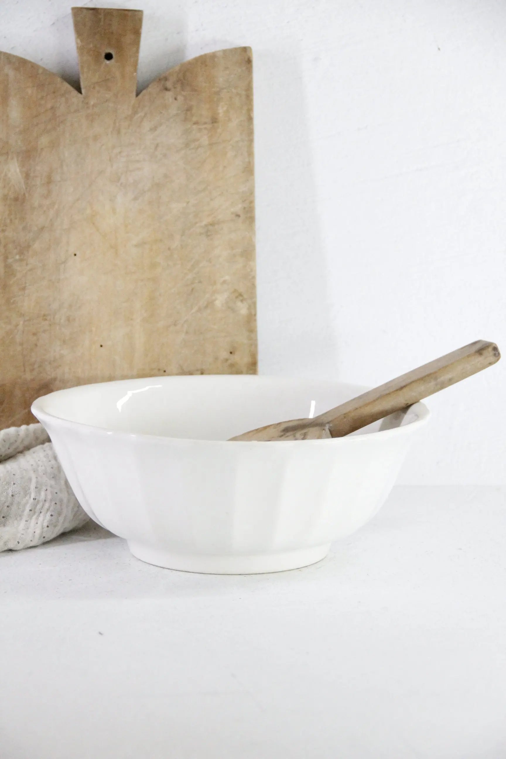 Antique White Ironstone Bowl Scalloped | Mixing Stamped KT&K  Debra Hall Lifestyle