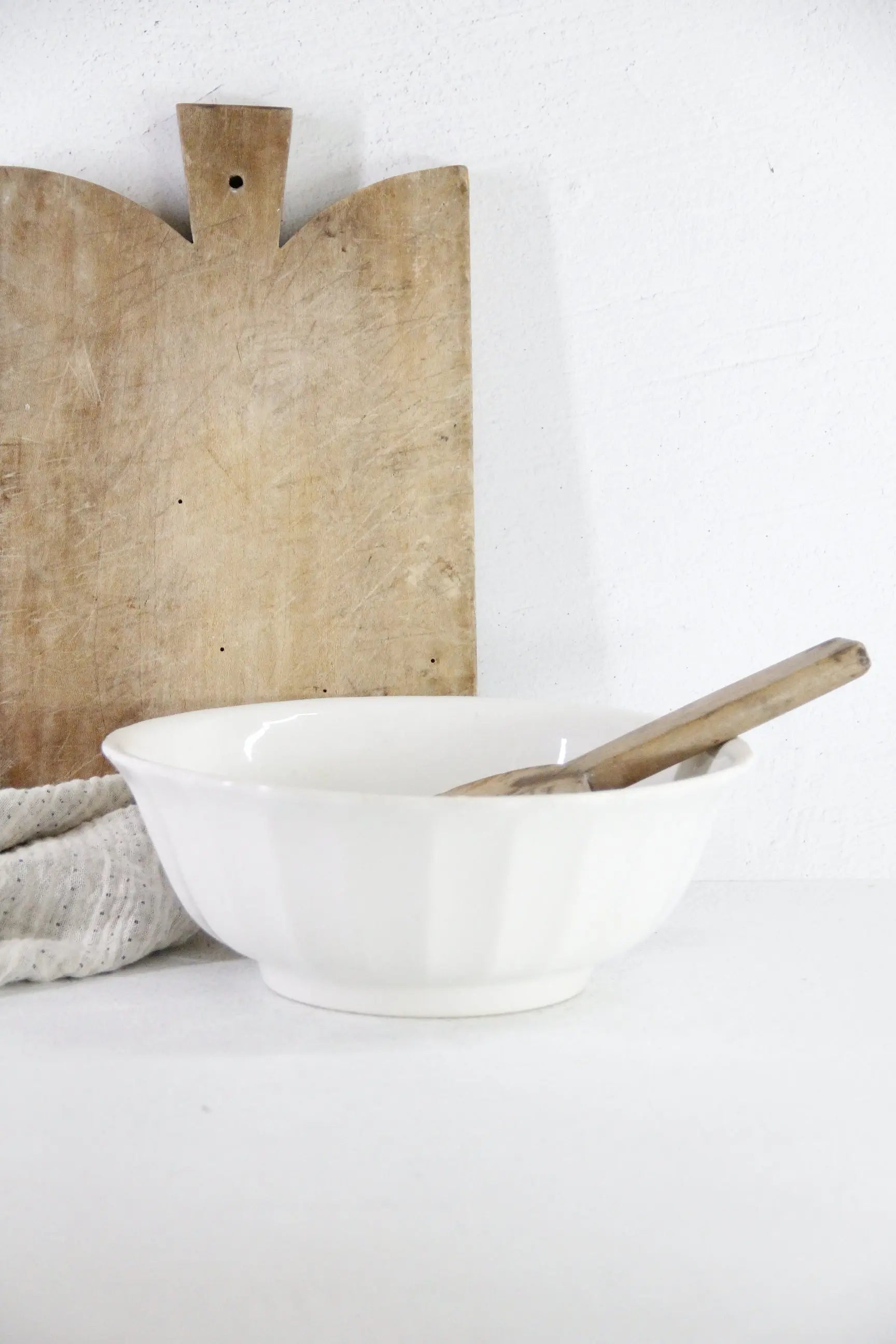 Antique White Ironstone Bowl Scalloped | Mixing Stamped KT&K  Debra Hall Lifestyle