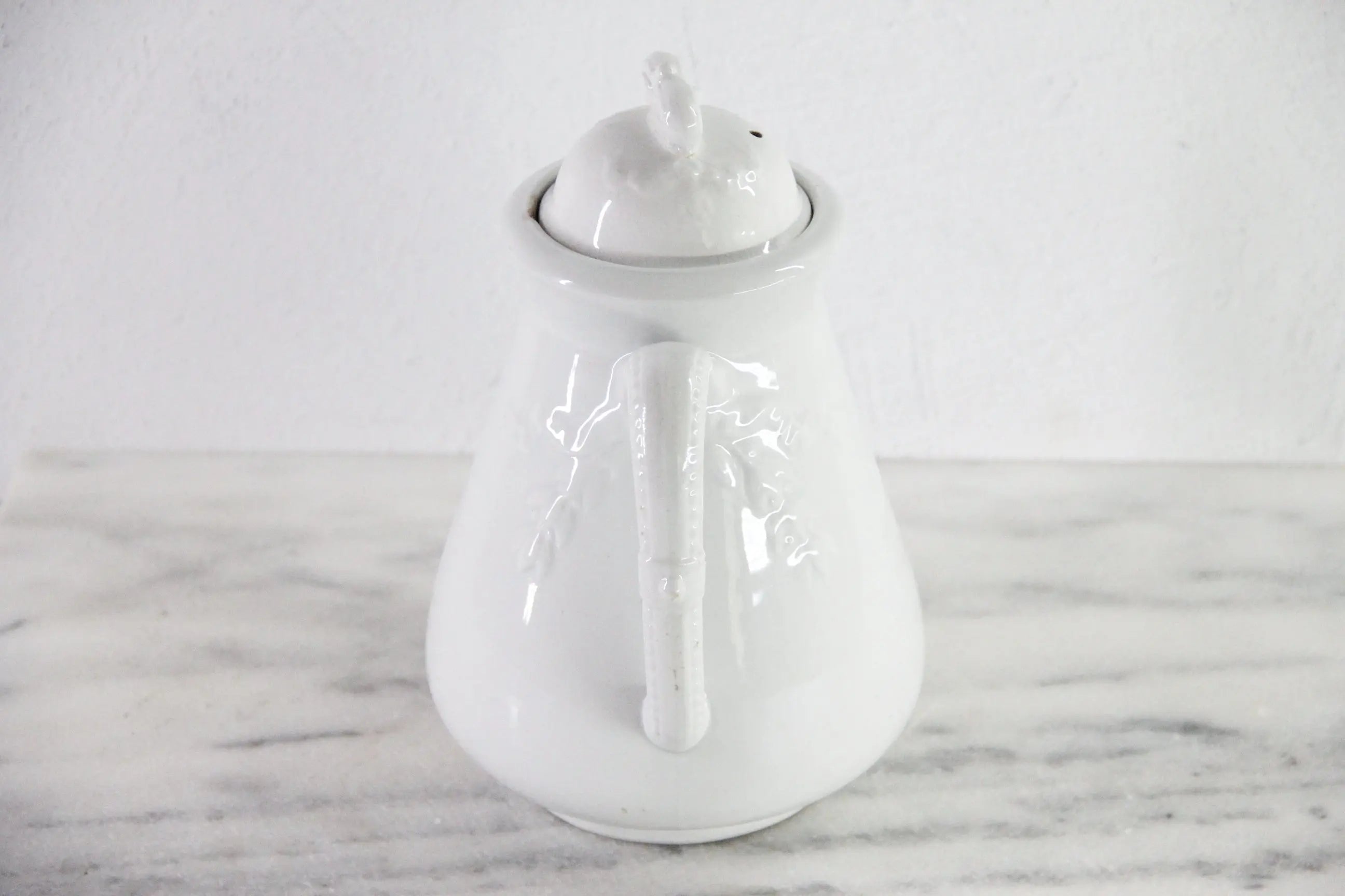 Antique White Ironstone Coffee Pot | J&G Meakin Stamped