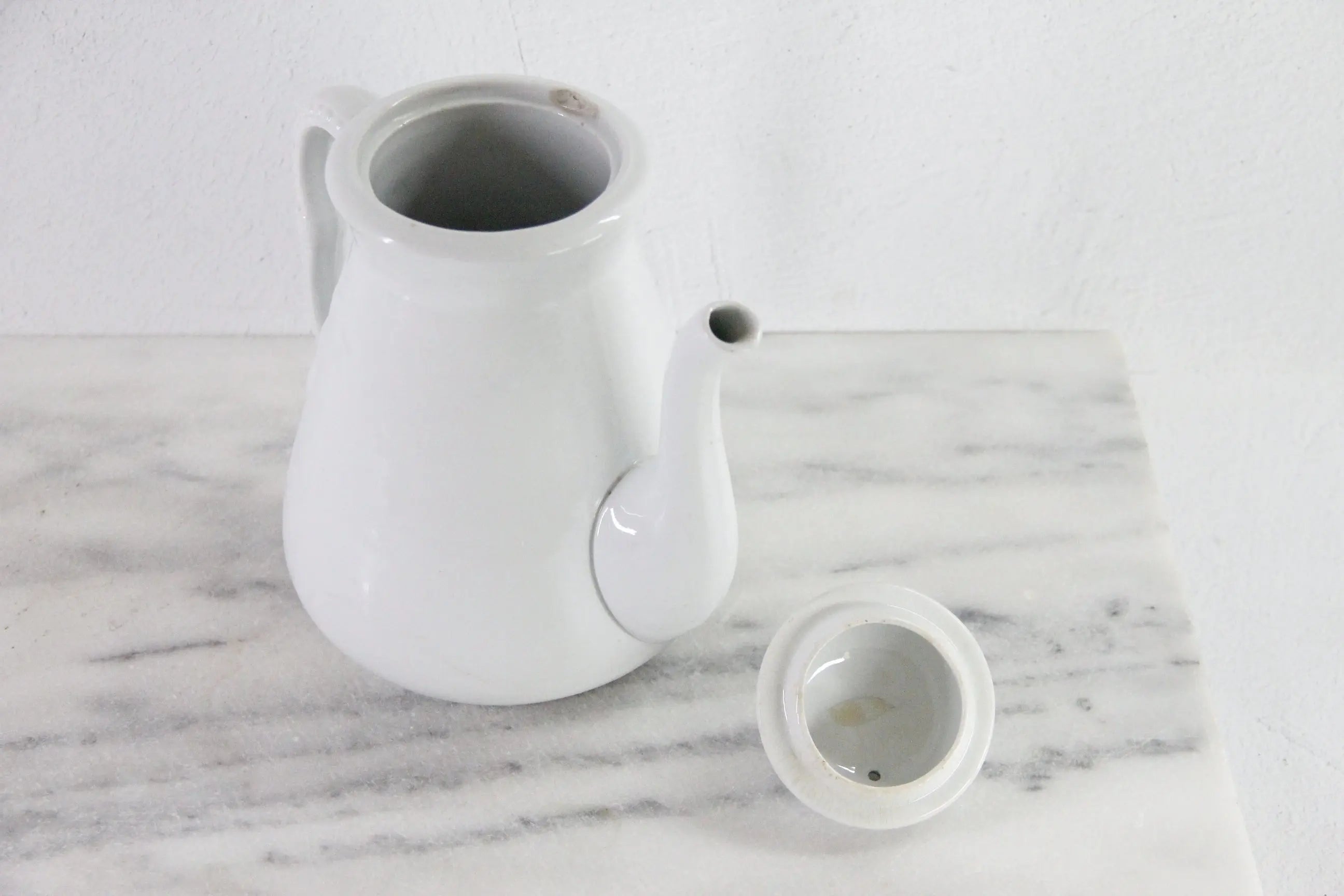 Antique White Ironstone Coffee Pot | J&G Meakin Stamped