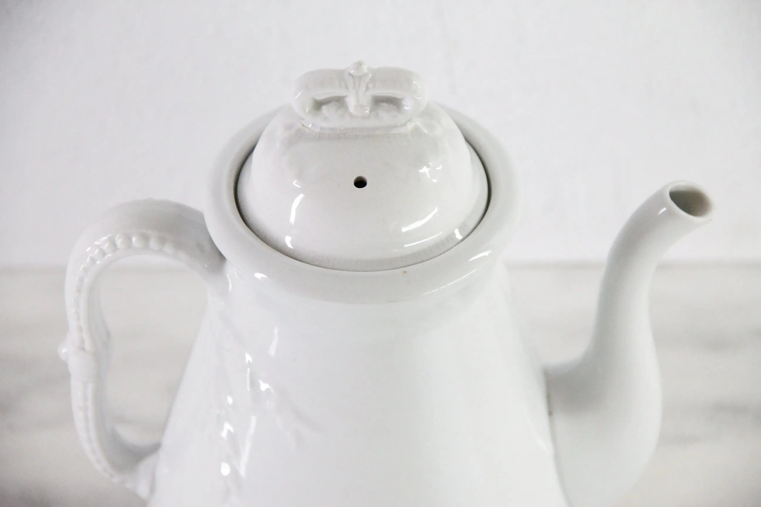 Antique White Ironstone Coffee Pot | J&G Meakin Stamped
