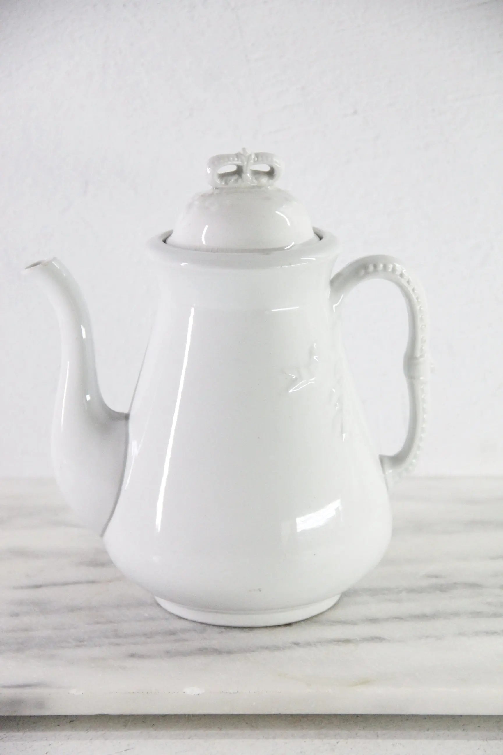 Antique White Ironstone Coffee Pot | J&G Meakin Stamped