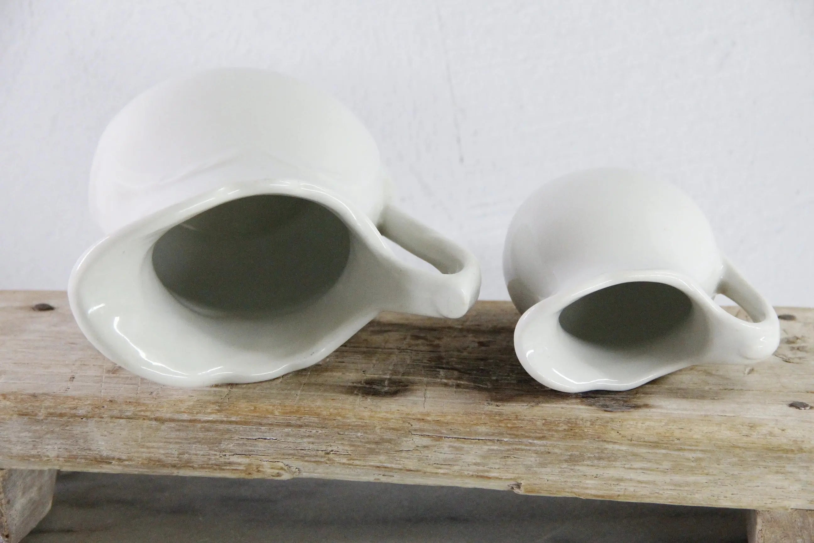 Antique White Ironstone Pitcher | Assorted Heavy Milk Jug