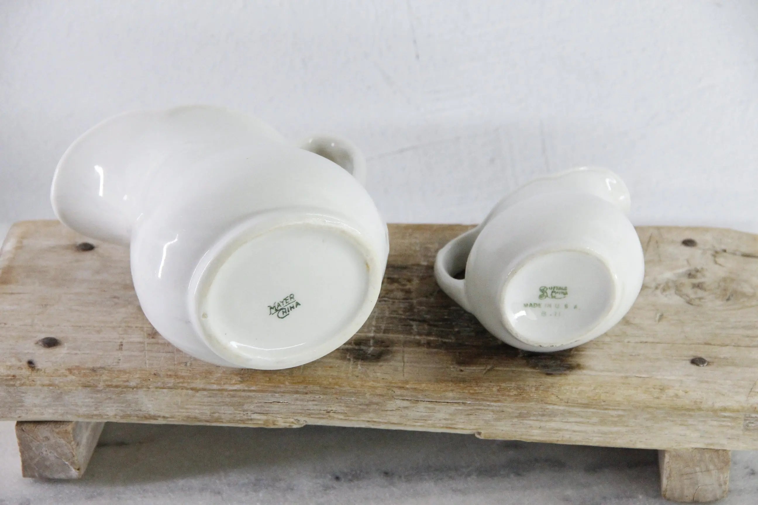 Antique White Ironstone Pitcher | Assorted Heavy Milk Jug
