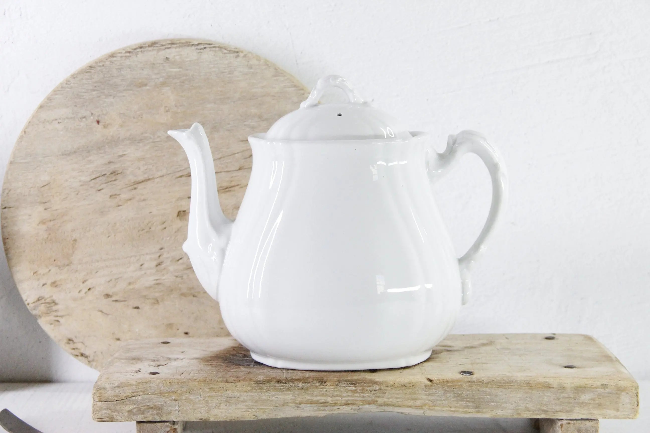 Antique White Ironstone Teapot | Johnson Bros. England