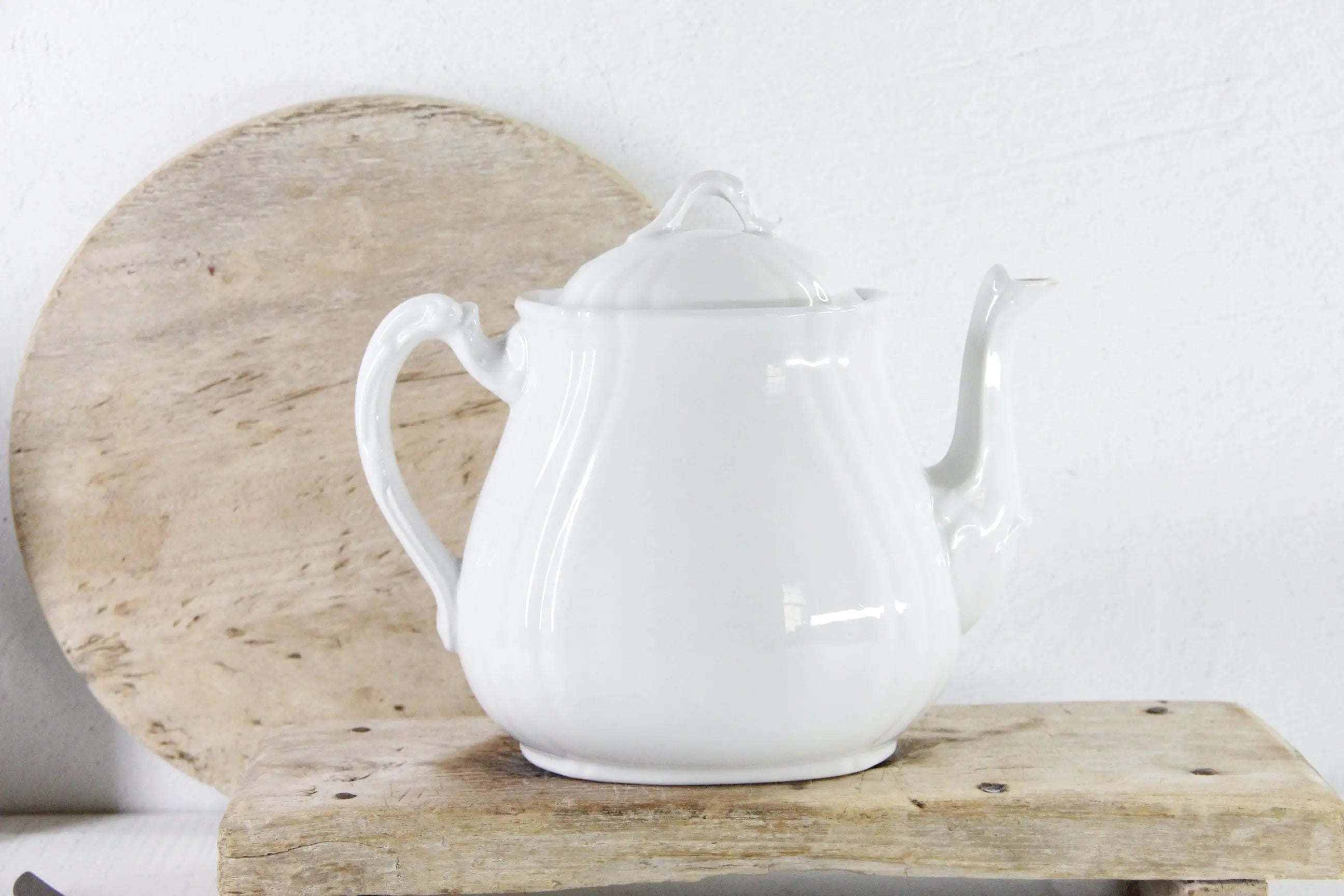 Antique White Ironstone Teapot | Johnson Bros. England
