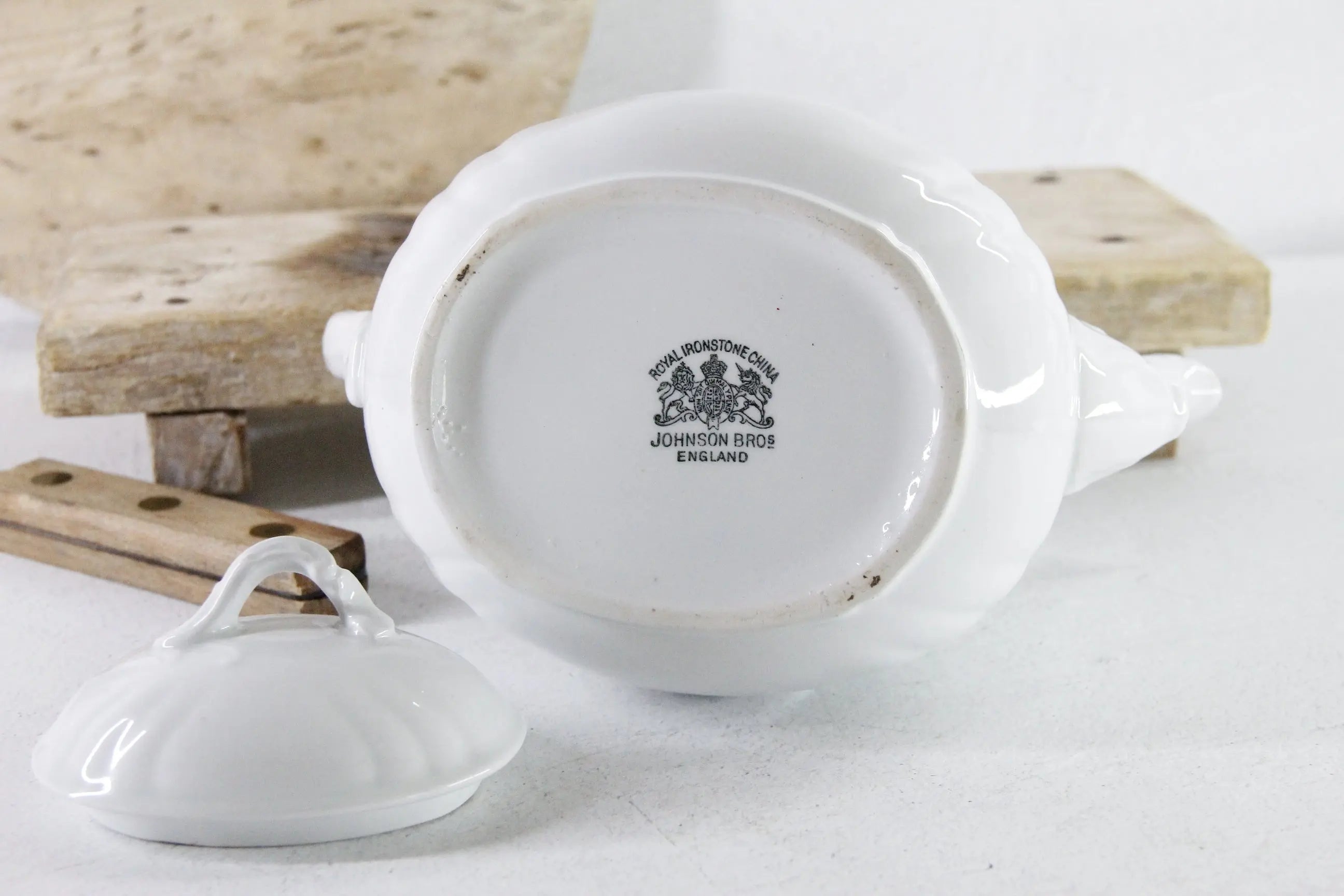 Antique White Ironstone Teapot | Johnson Bros. England