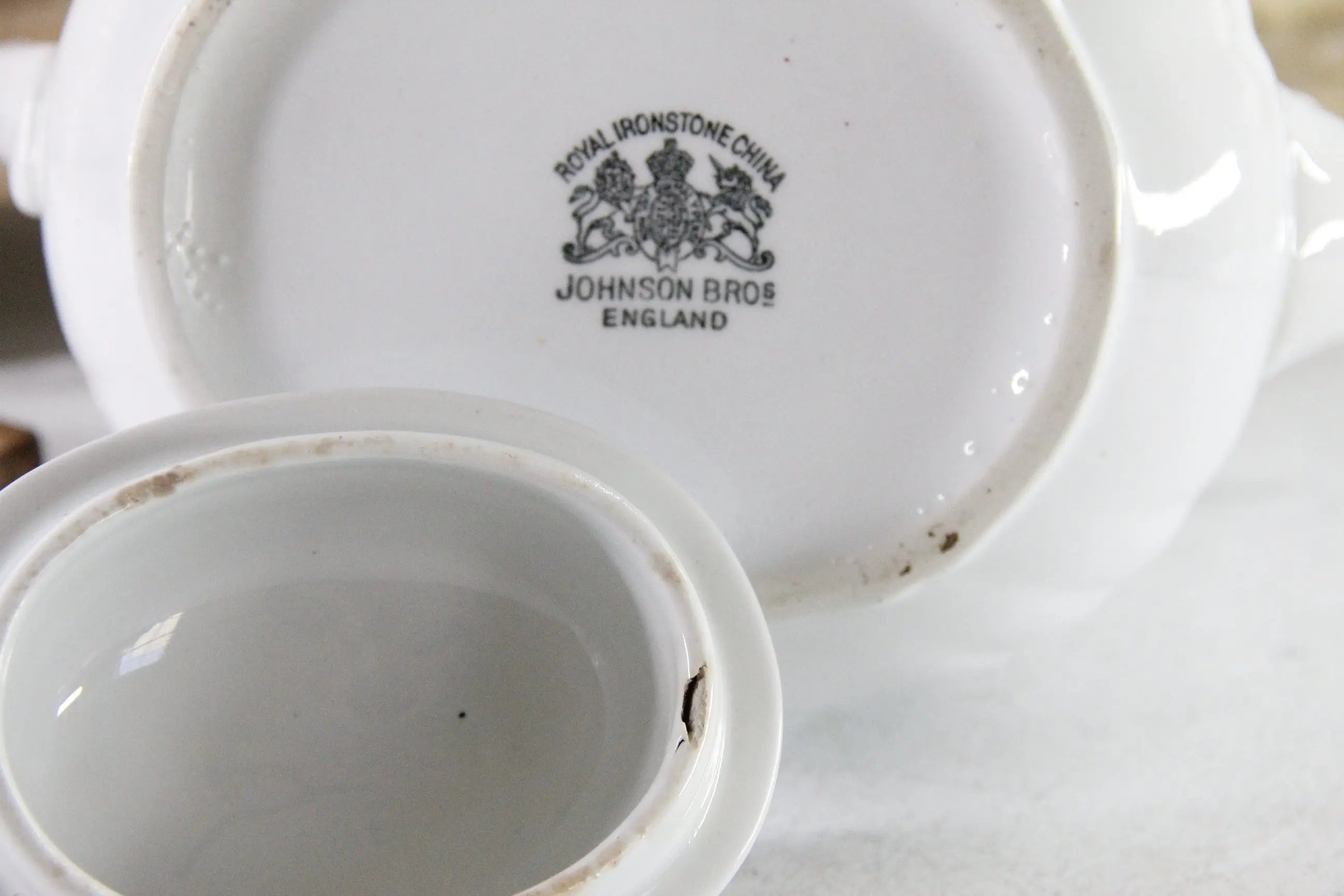 Antique White Ironstone Teapot | Johnson Bros. England