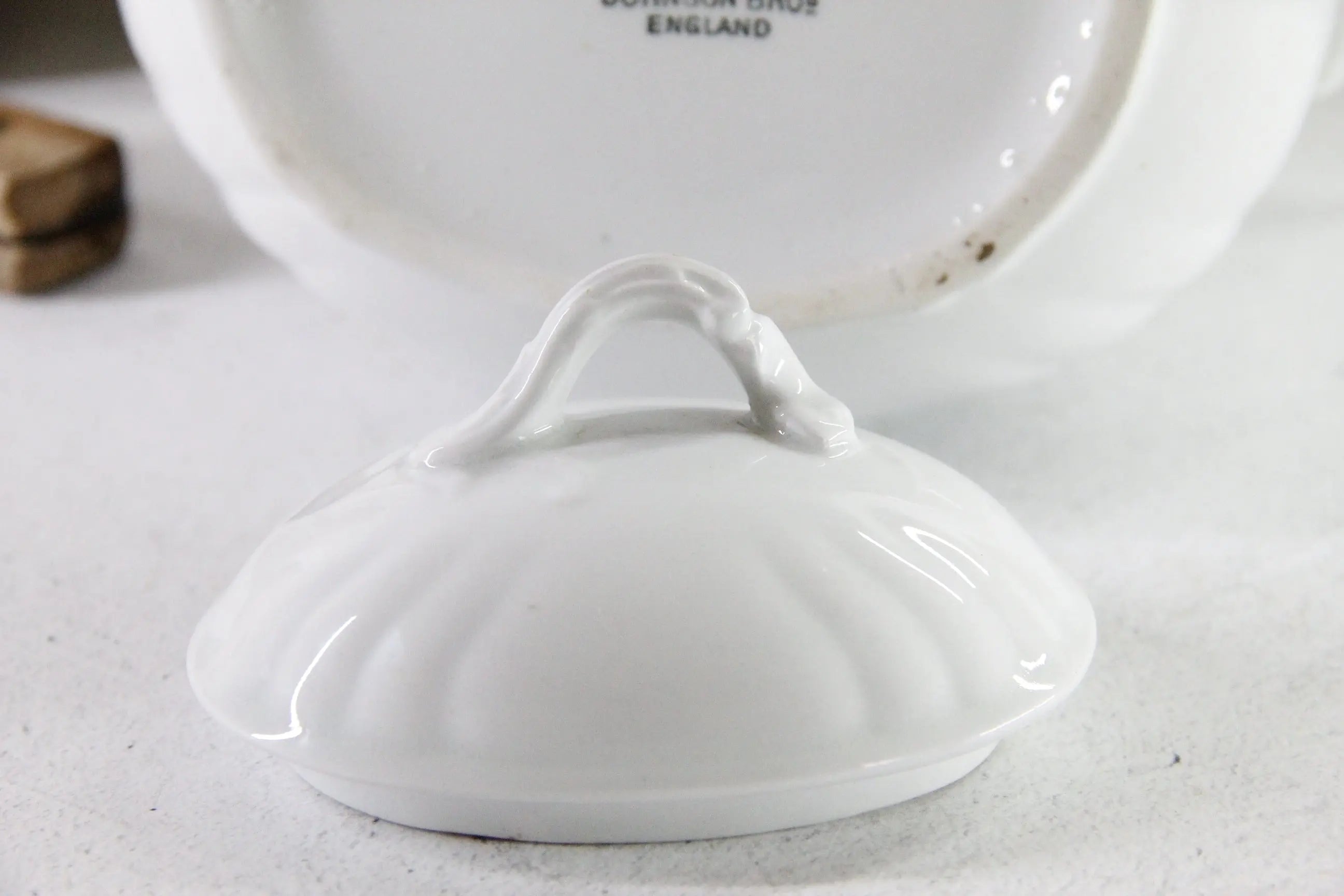Antique White Ironstone Teapot | Johnson Bros. England