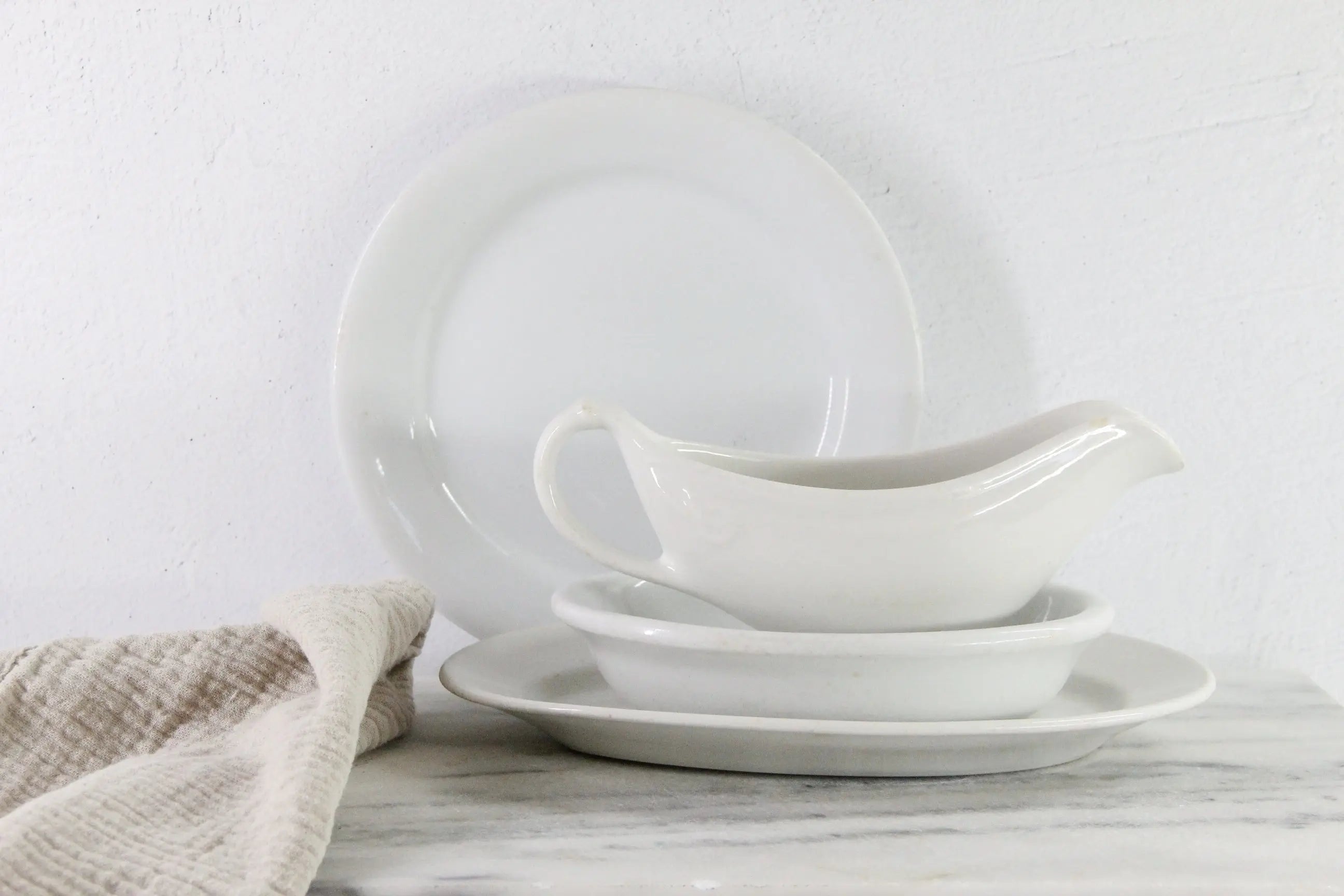 Antique White Ironstone | Assorted  Dinnerware & Serveware