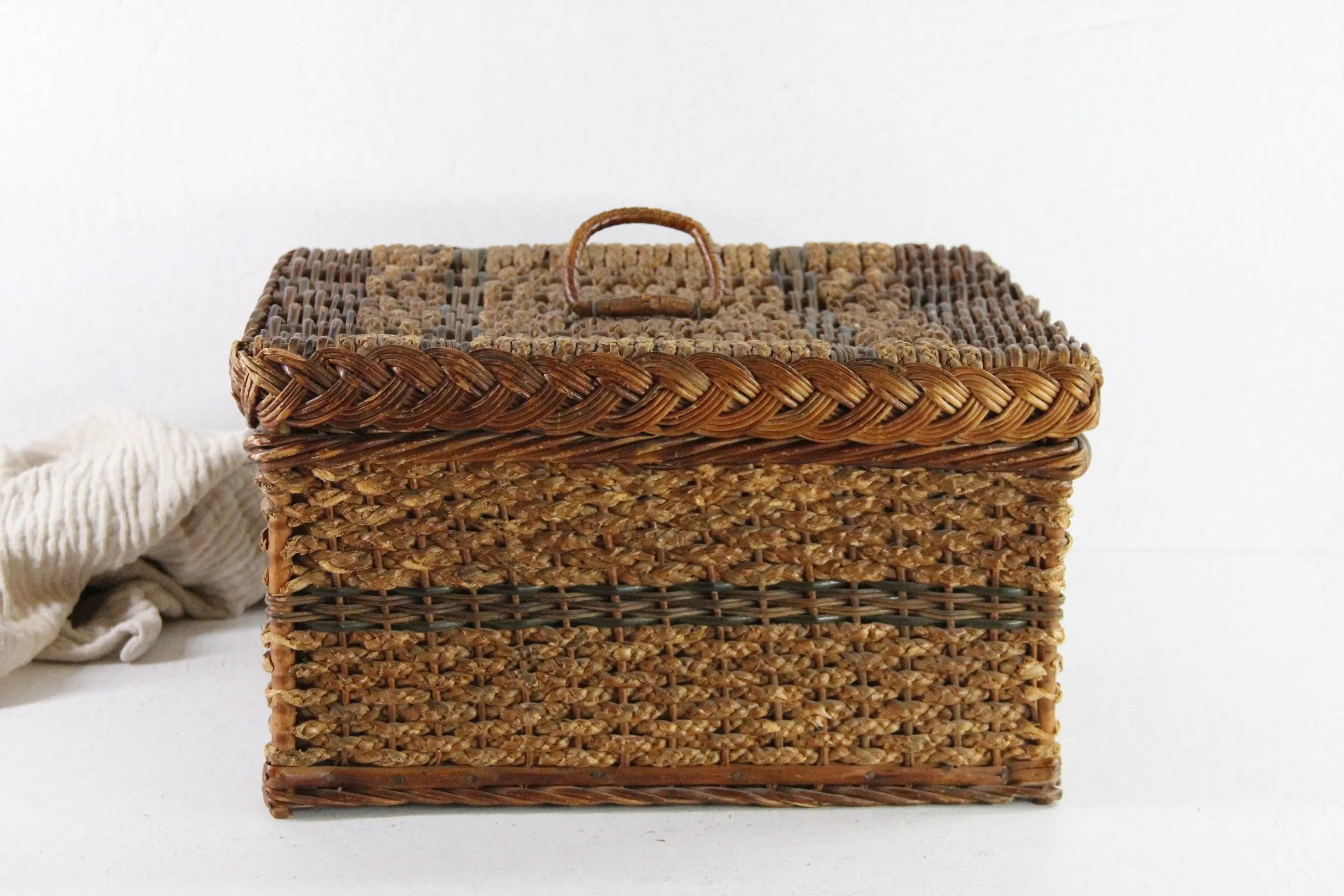 Antique Wicker Sewing Basket | Large Hand Made Storage