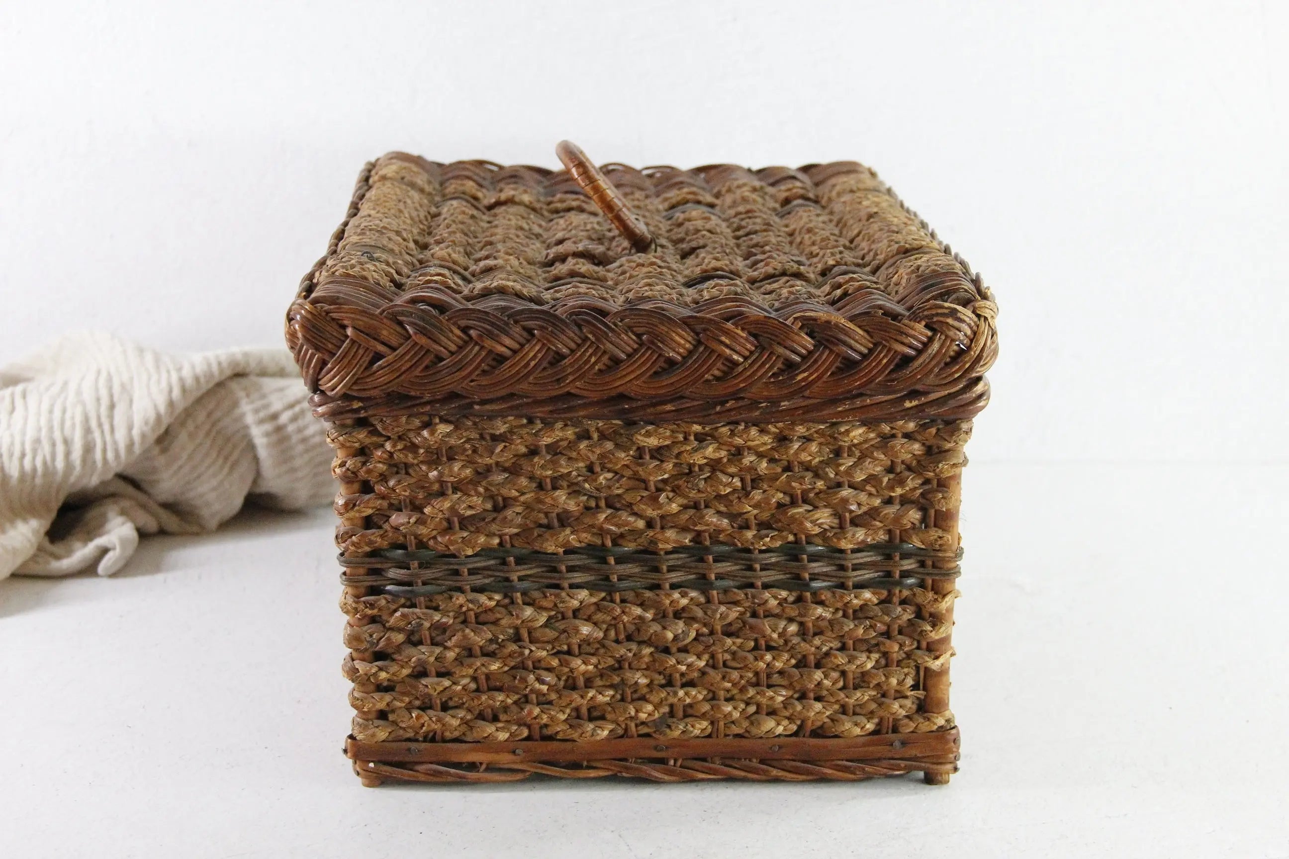 Antique Wicker Sewing Basket | Large Hand Made Storage