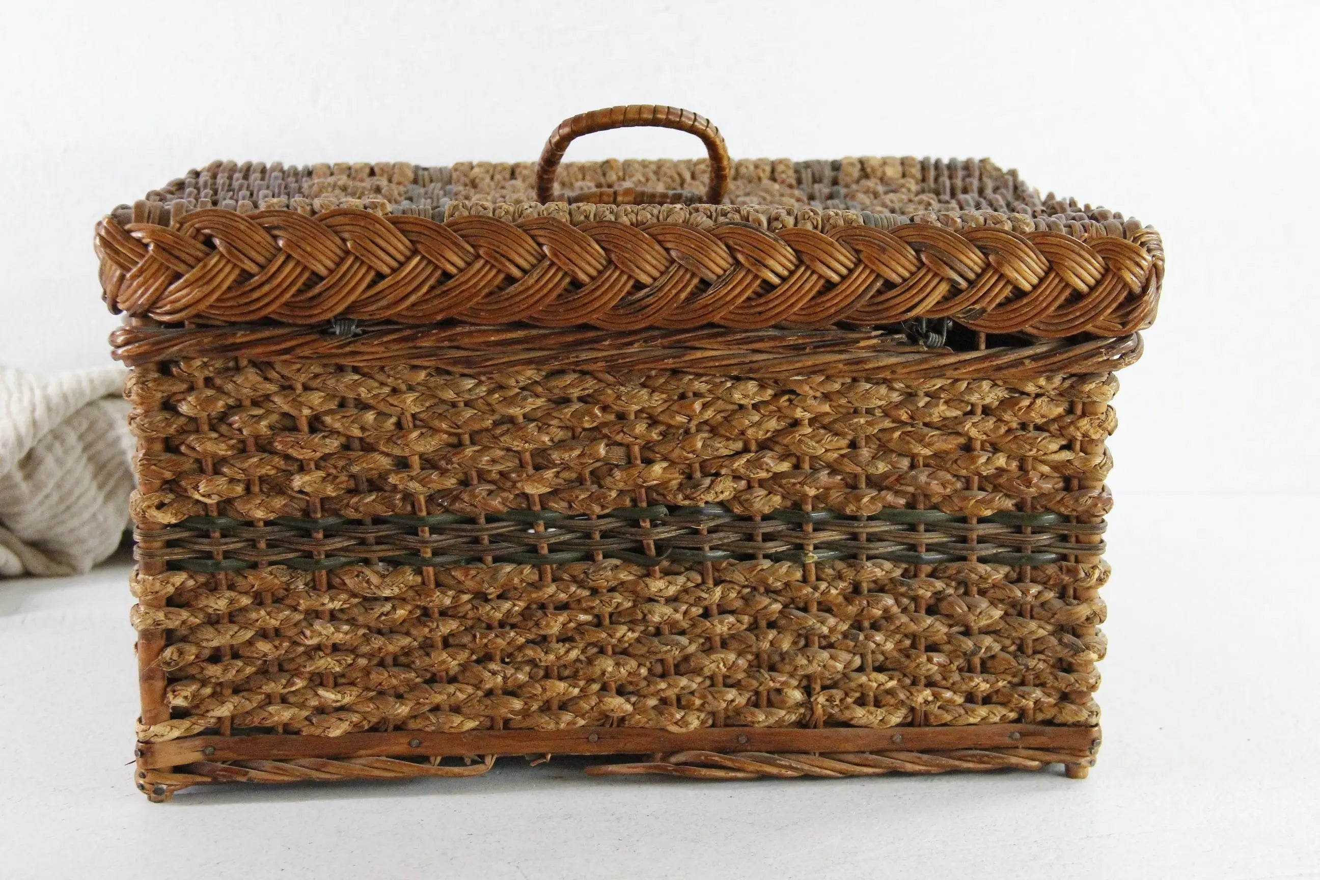 Antique Wicker Sewing Basket | Large Hand Made Storage