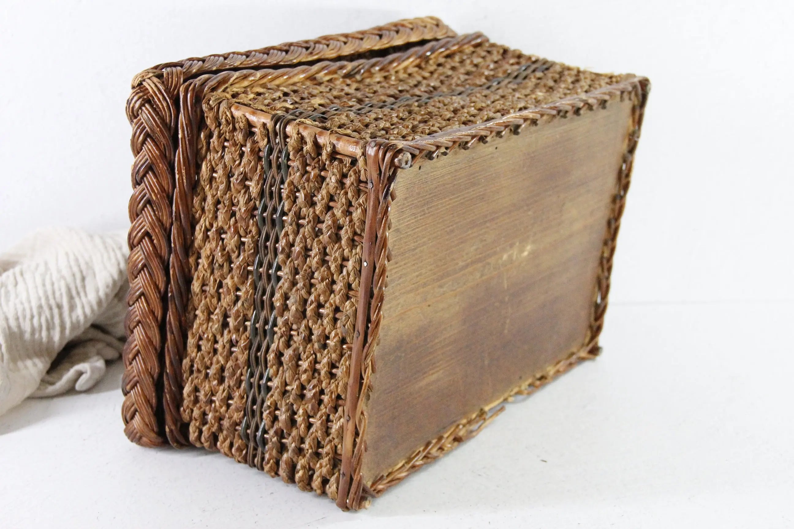 Antique Wicker Sewing Basket | Large Hand Made Storage