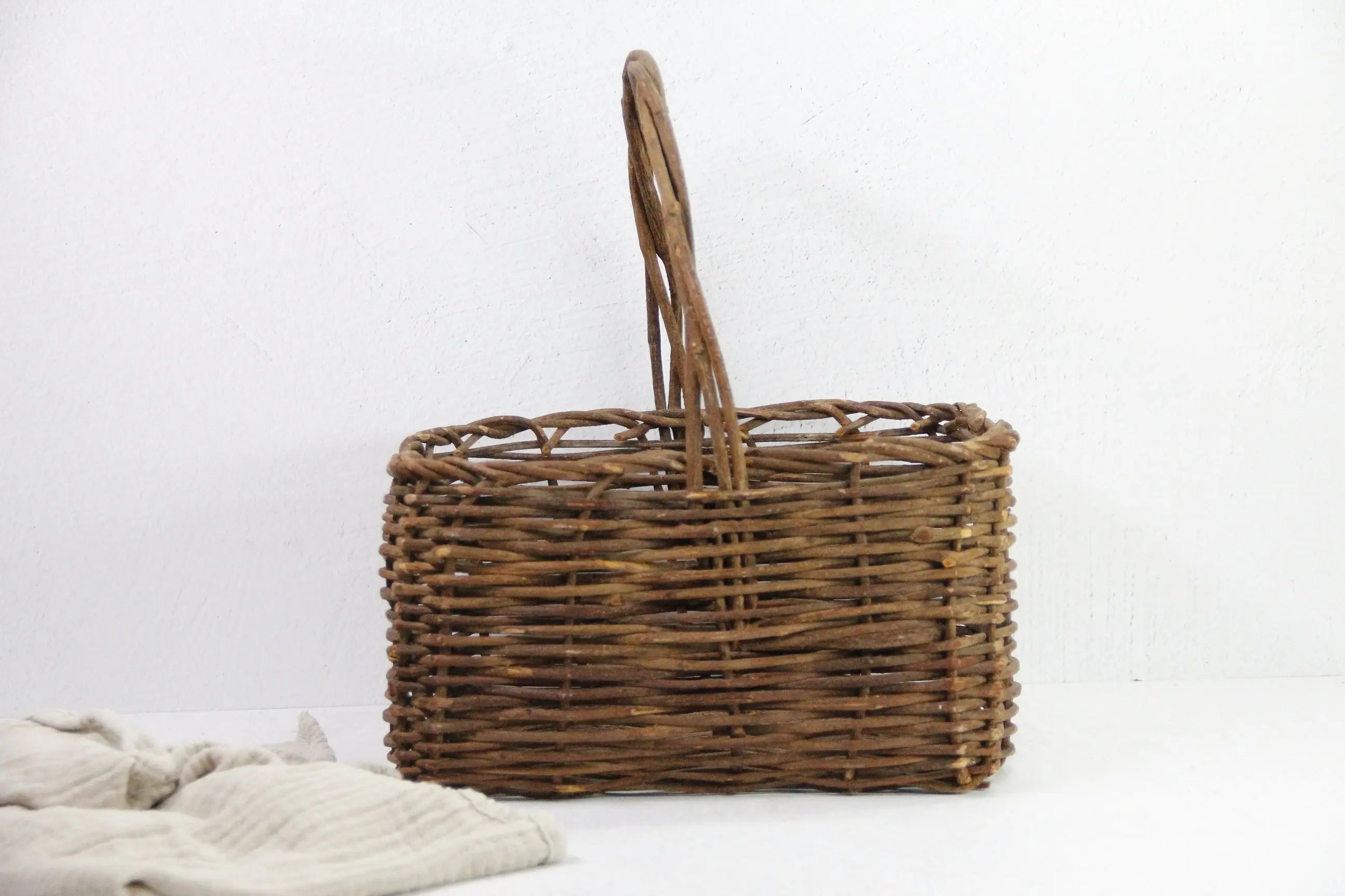 Antique Willow Basket | Rustic Harvest Basket Handle  Debra Hall Lifestyle