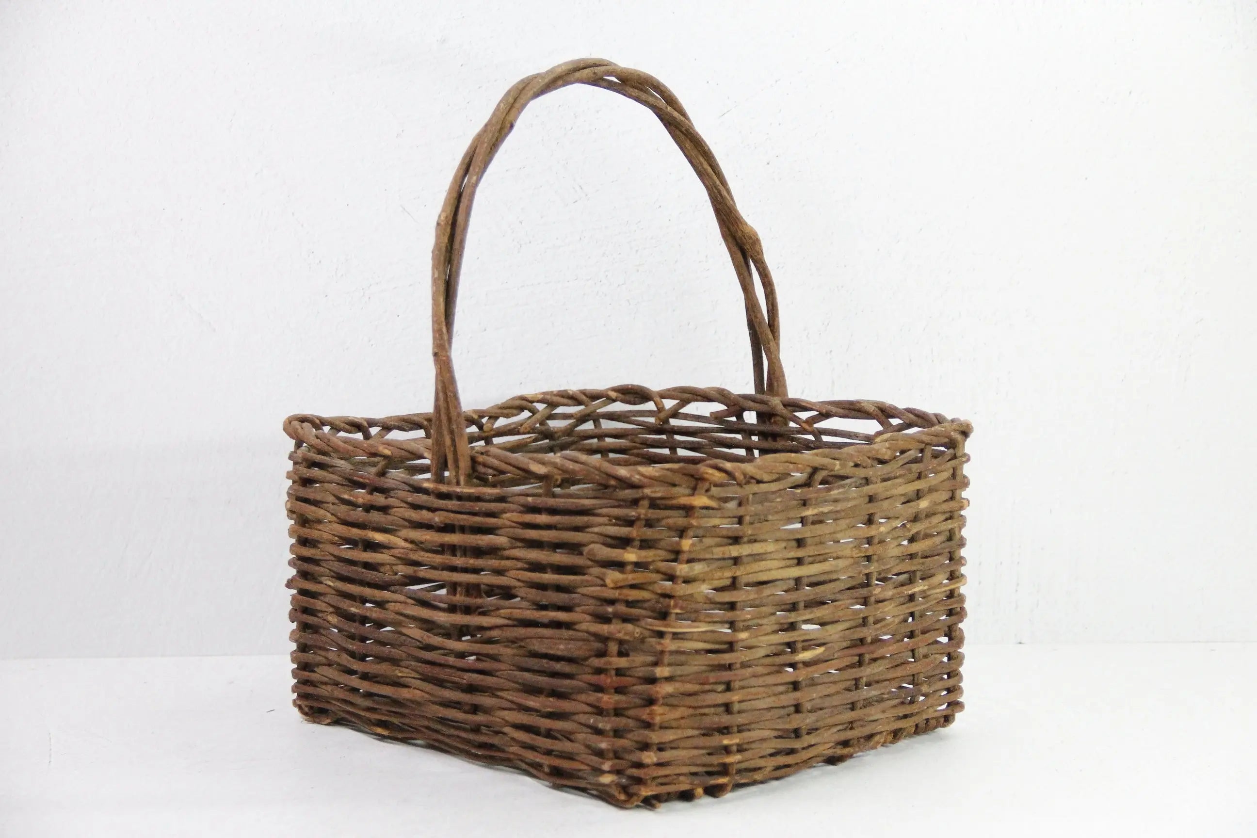 Antique Willow Basket | Rustic Harvest Basket Handle  Debra Hall Lifestyle